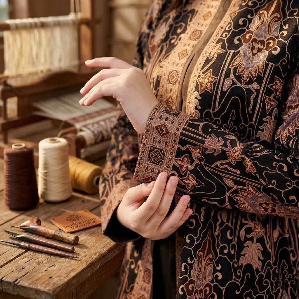 Mega Mendung Batik Tunik Dress, Indonesian Cloud Pattern Cotton Blouse, Boho Resort Wear - image 3