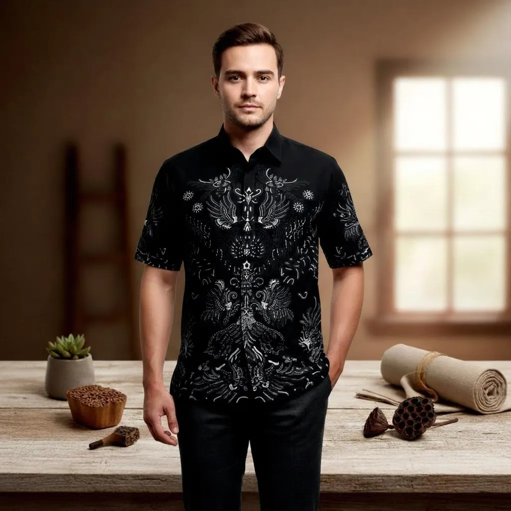 Renjana Batik Shirt: Slim Fit Long Sleeve Indonesian Cotton Top - image 3