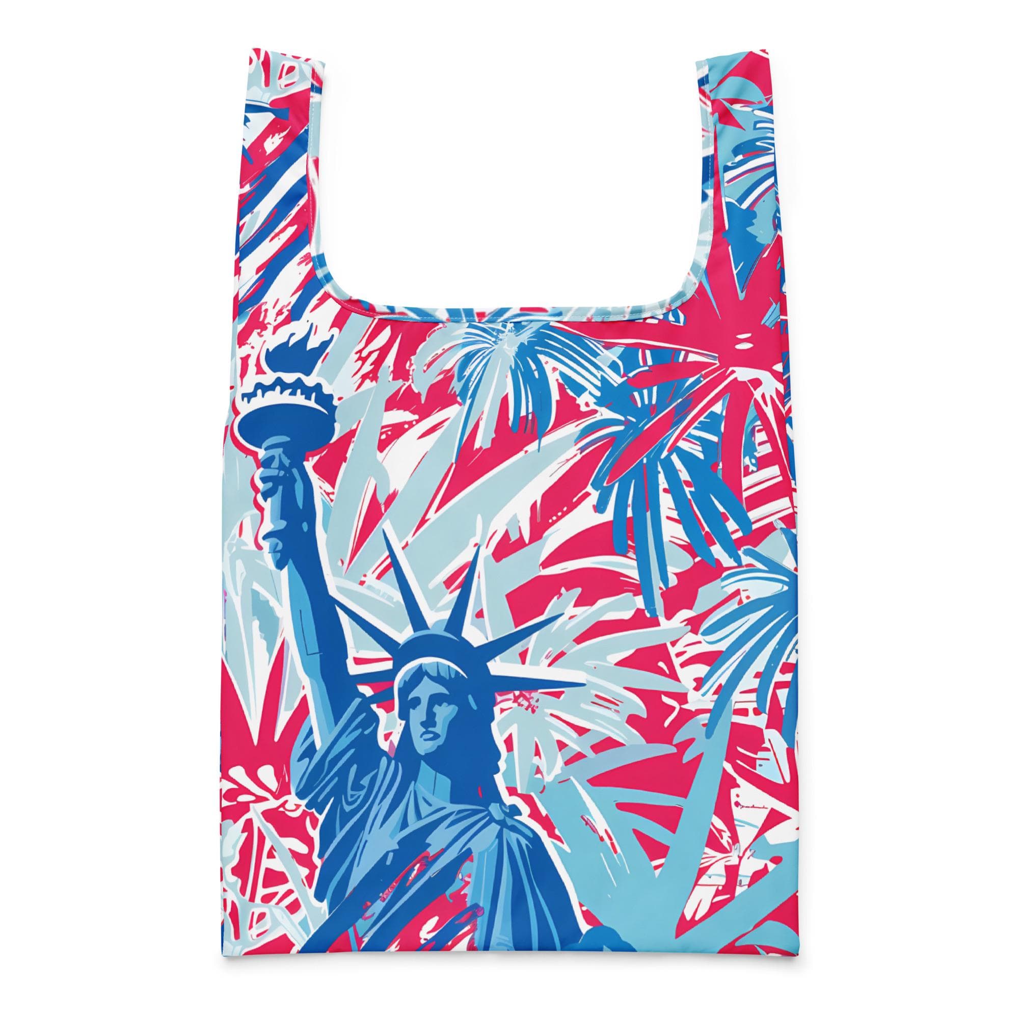Preppy Patriotic Shopping Bag Red White and Blue Statue of Liberty Tote: Independence Day, July 4th