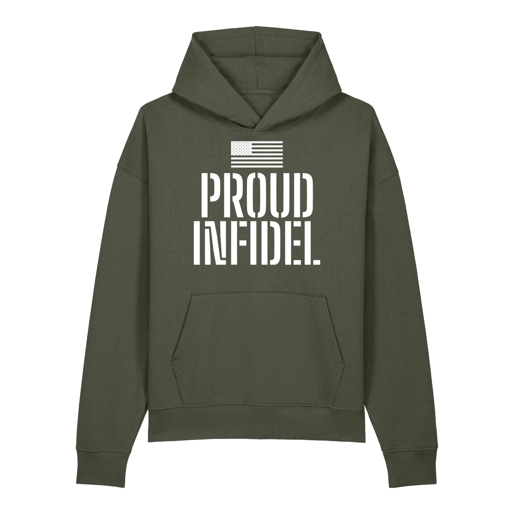Proud Infidel Hoodie US Veteran Hooded Sweatshirt: Relaxed Mid-weight
