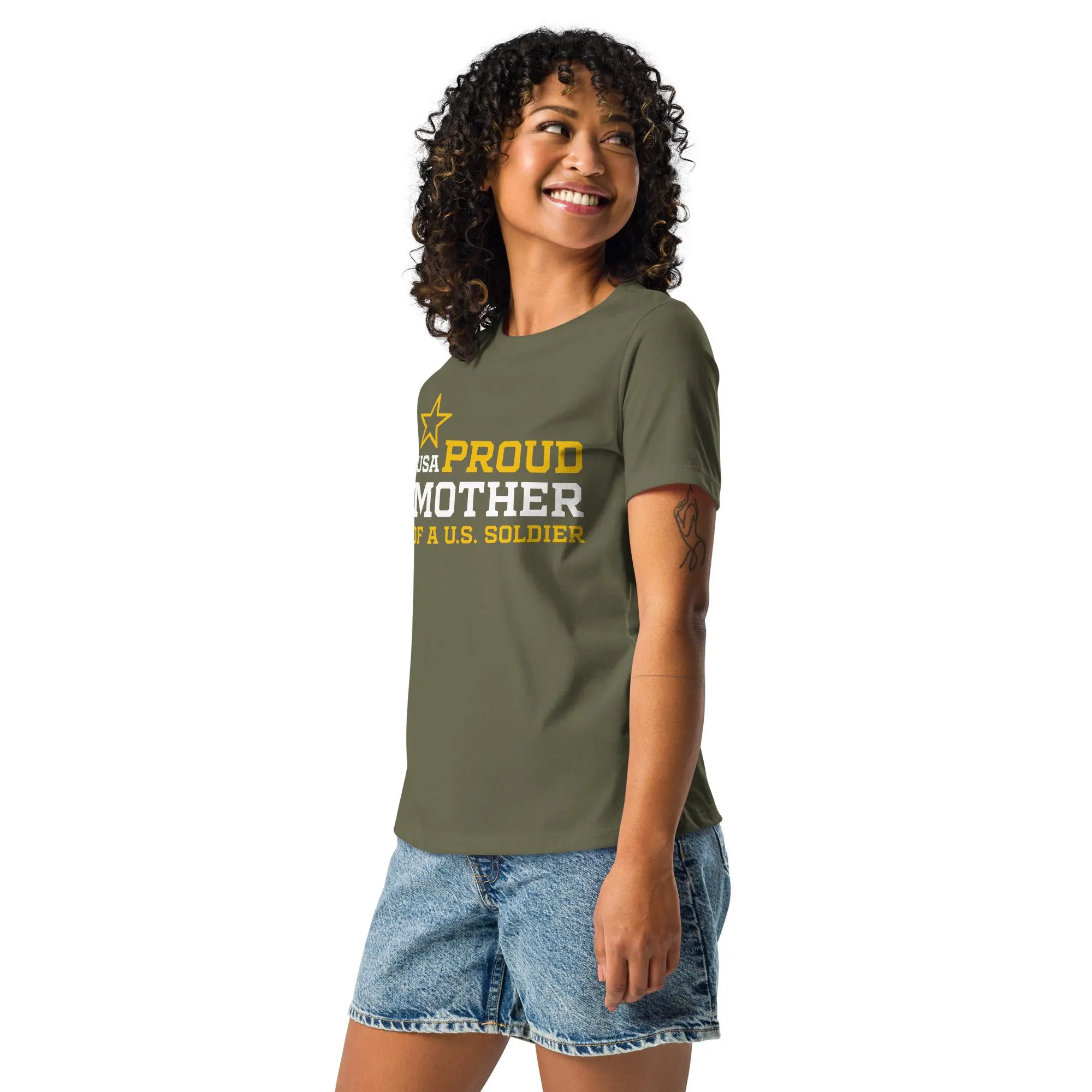 Soldier Mom T-Shirt Military Green Army Mother Women's Relaxed Tee