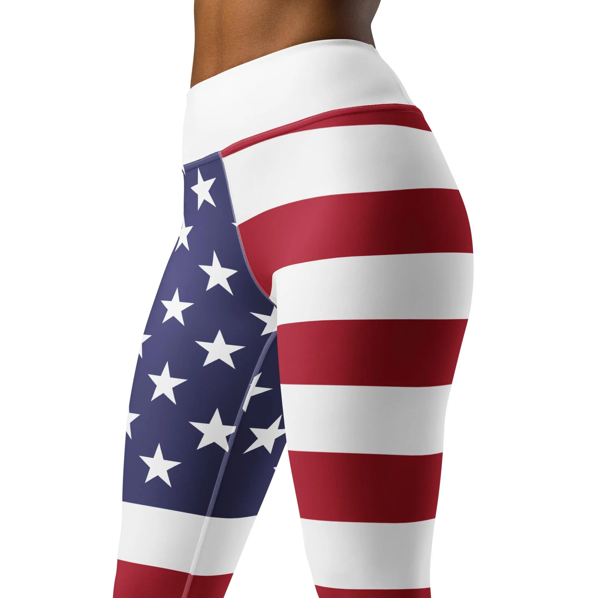 American Flag Yoga Leggings Patriotic Red White and Blue Leggings for Independence Day