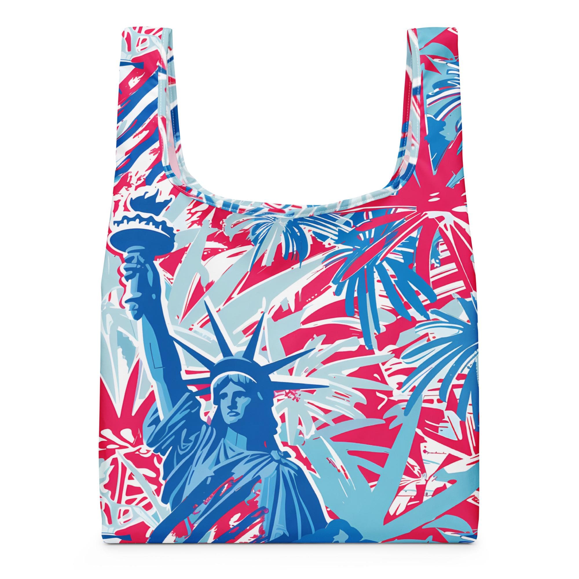 Preppy Patriotic Shopping Bag Red White and Blue Statue of Liberty Tote: Independence Day, July 4th