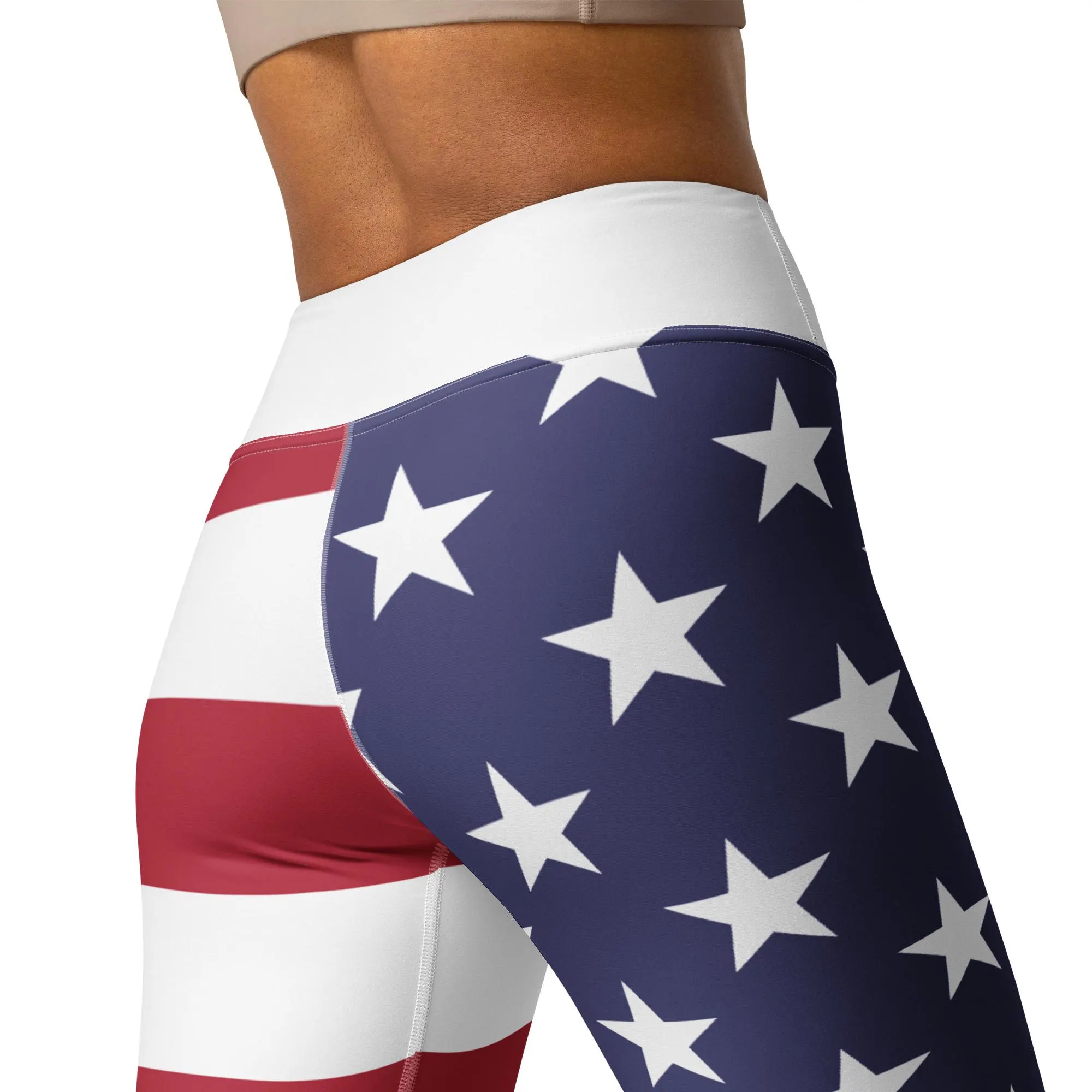 American Flag Yoga Leggings Patriotic Red White and Blue Leggings for Independence Day