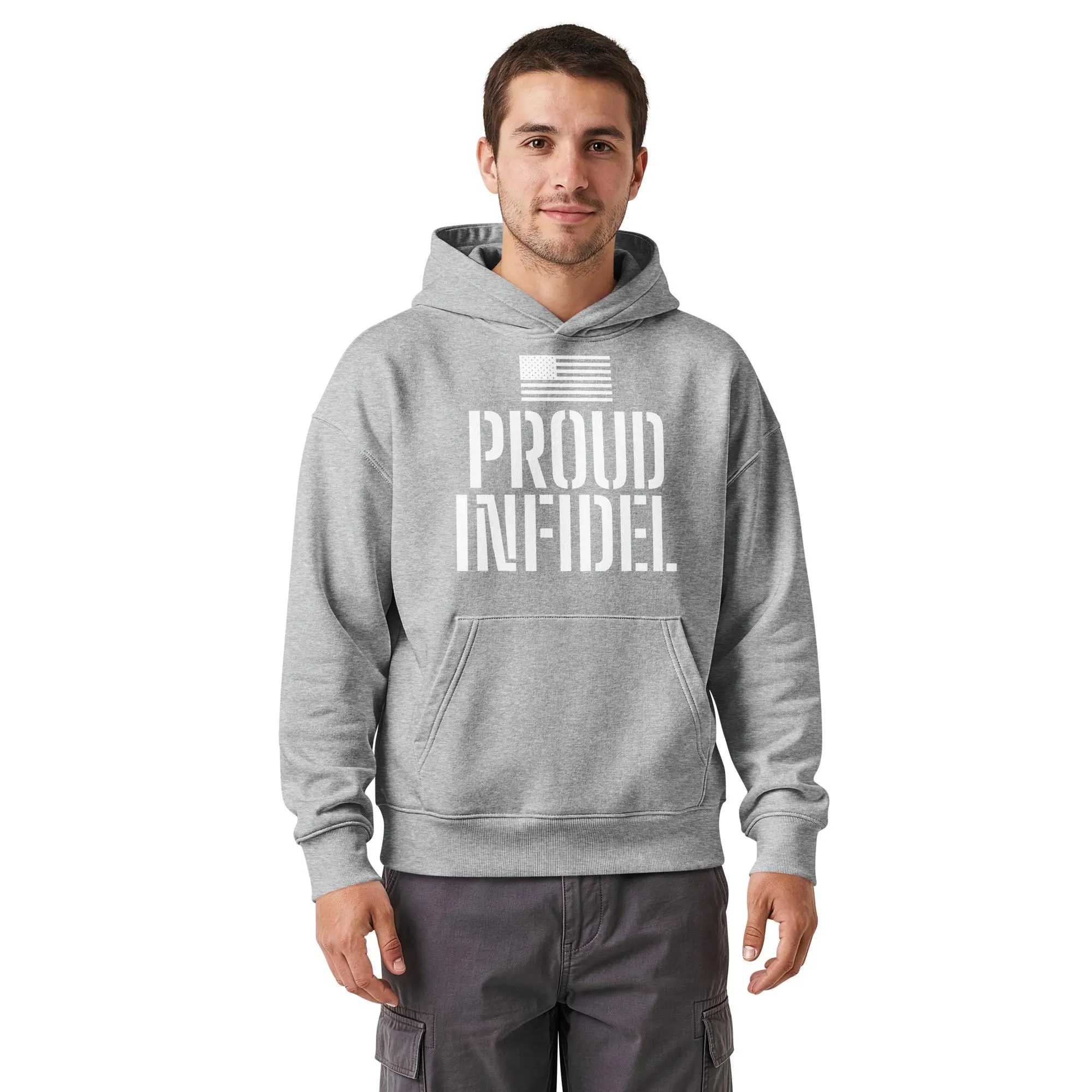 Proud Infidel Hoodie US Veteran Hooded Sweatshirt: Relaxed Mid-weight