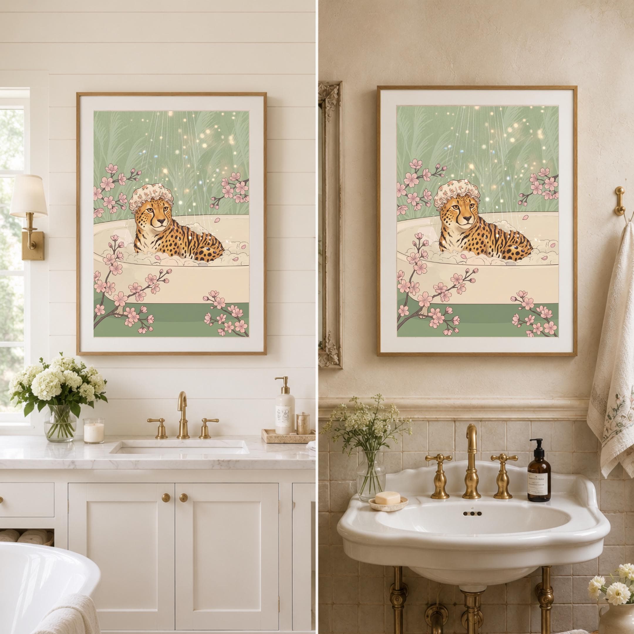 Bathroom Wall Art, Funny Cheetah Bathtub, Kids Bathroom Print, Printable Digital Download - image 4