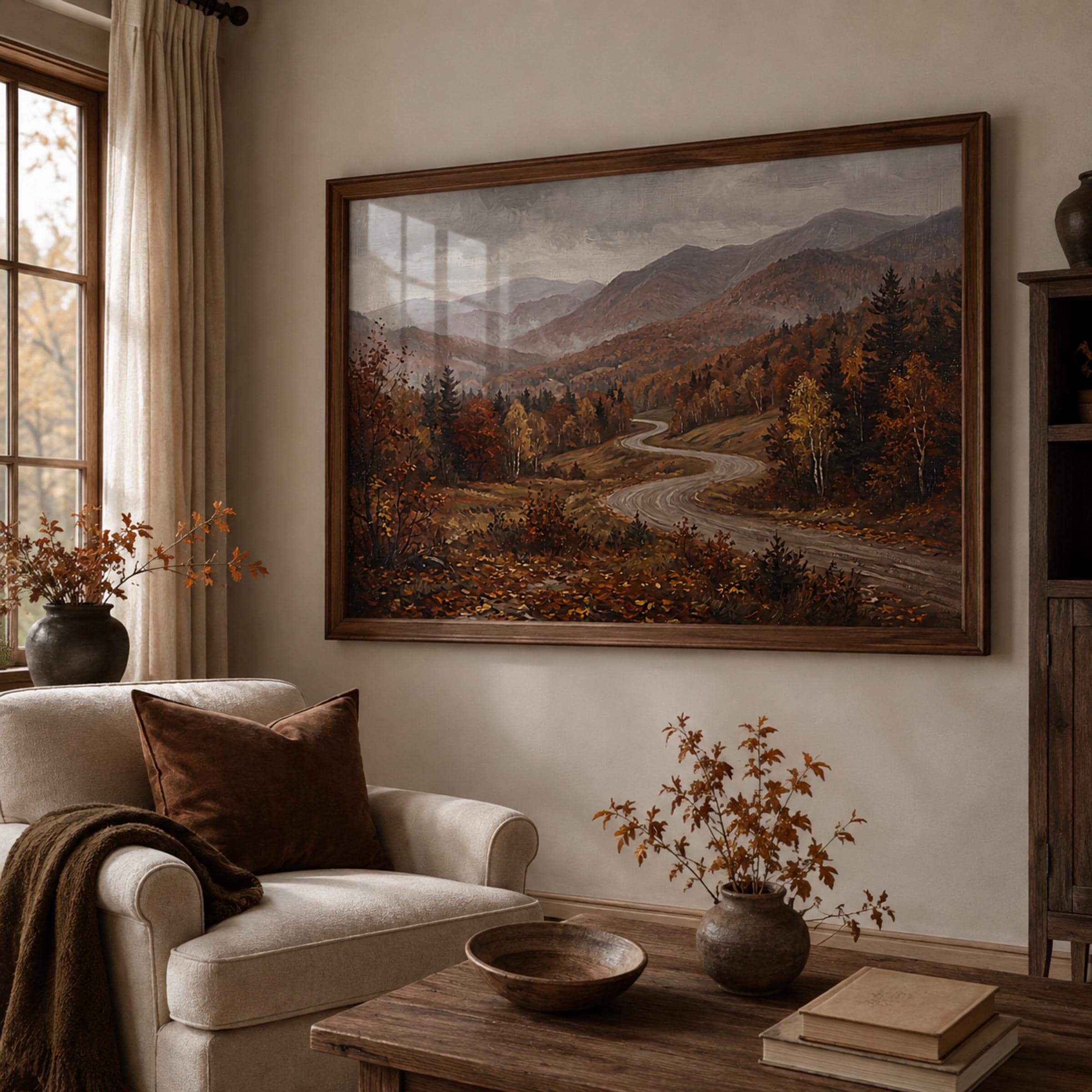Fall Landscape Mountain Wall Art | New England Road Print | New Hampshire Inspired Digital Download - image 4