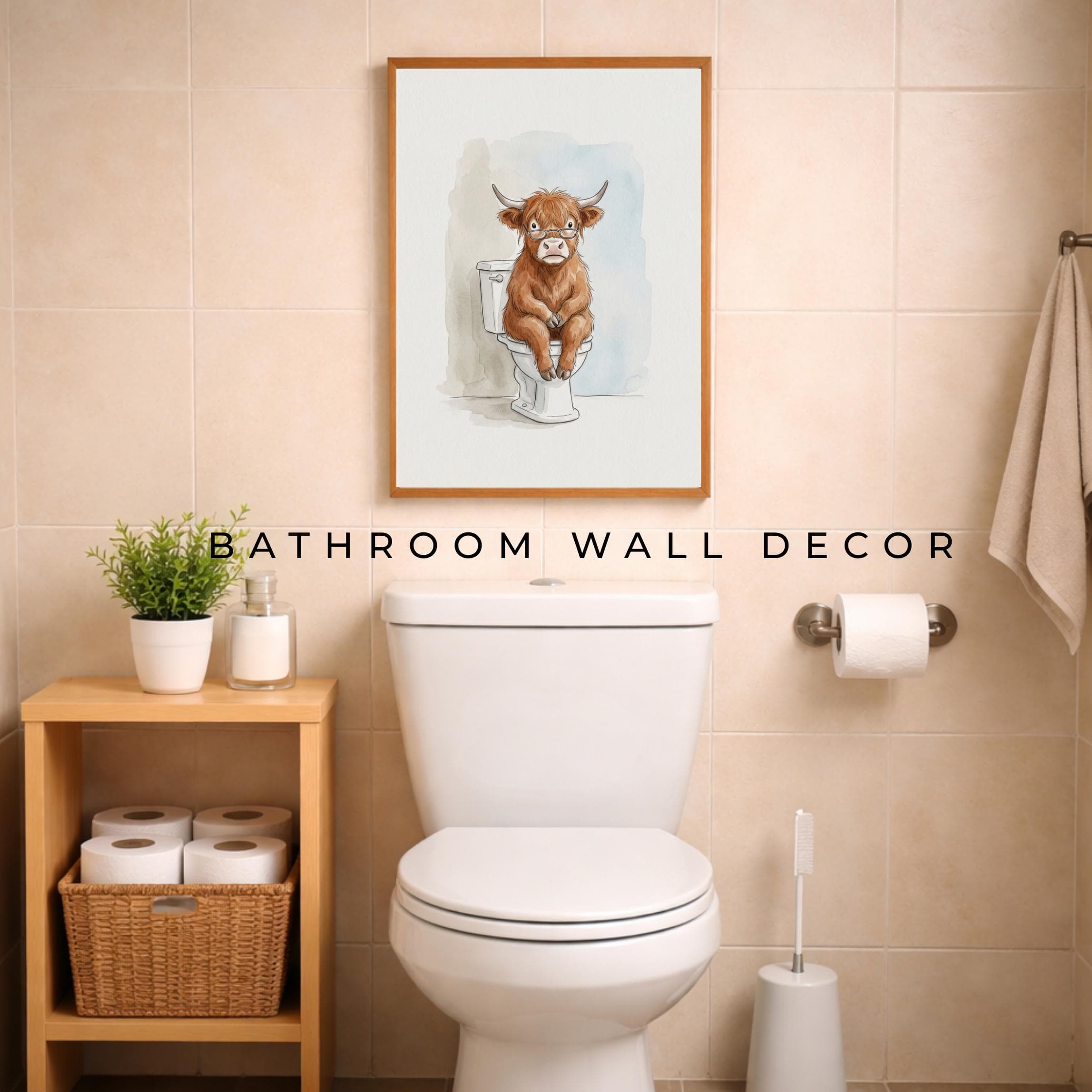 Printable Funny Highland Cow Bathroom Wall Art | Whimsical Cow on Toilet Decor (Digital Download) - image 5