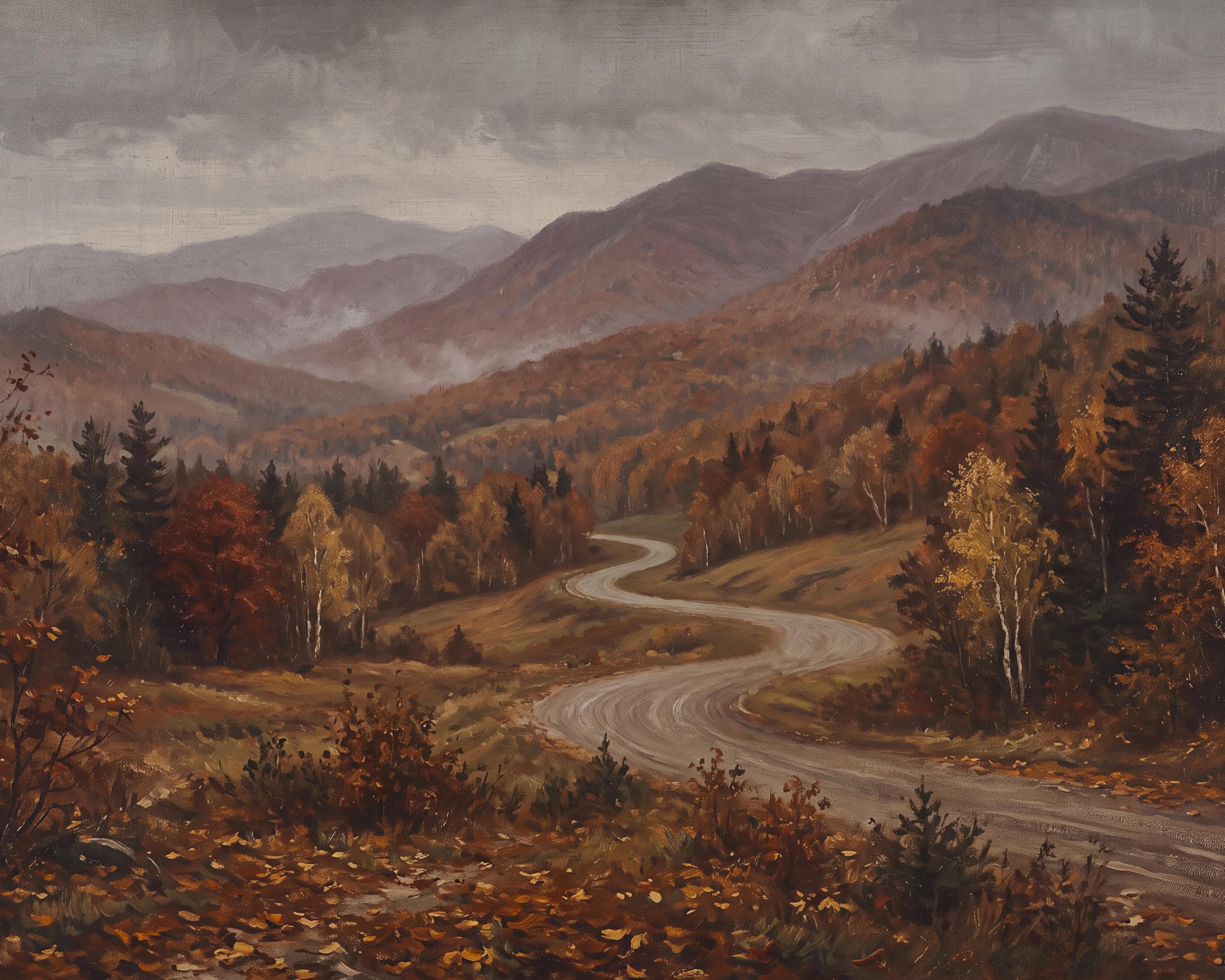 Fall Landscape Mountain Wall Art | New England Road Print | New Hampshire Inspired Digital Download - image 3