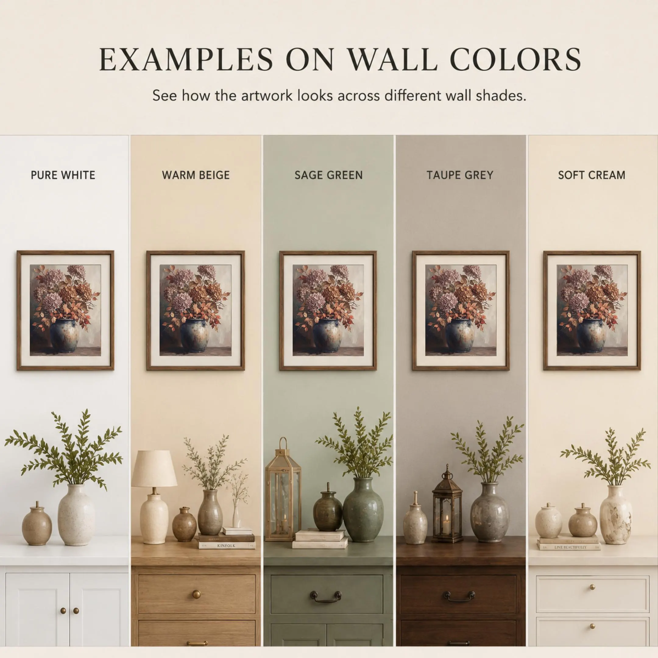 Hydrangea Fall Wall Art, Mauve Autumn Floral Vase, Moody Cottage Still Life (Digital Download) - image 5