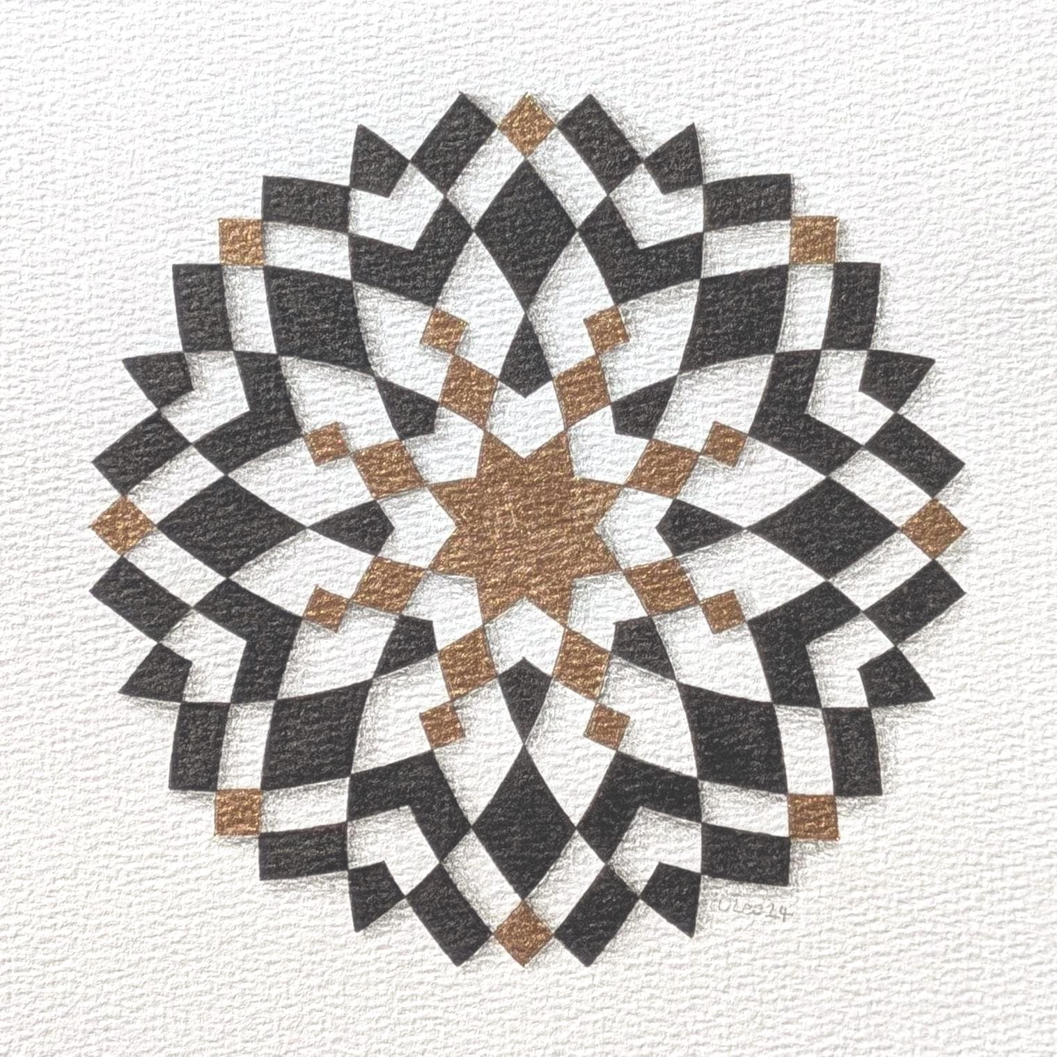 Mandalakunst, handgemalt, Original, heilige Geometrie, Gold, Barock, Aquarell, Fineliner, Ornament, Fine Art, Kunst, Geschenk, islam. Kunst - image 4