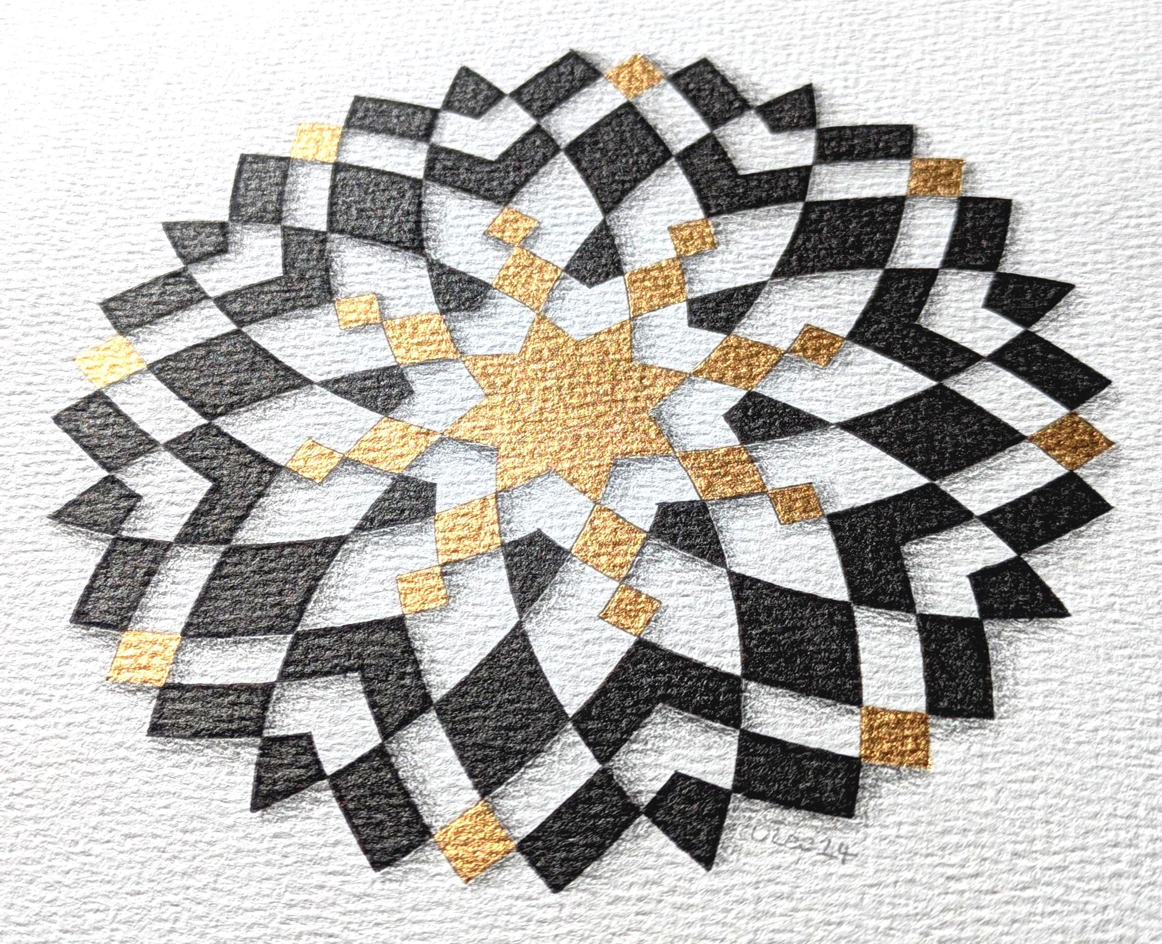 Mandalakunst, handgemalt, Original, heilige Geometrie, Gold, Barock, Aquarell, Fineliner, Ornament, Fine Art, Kunst, Geschenk, islam. Kunst - image 3