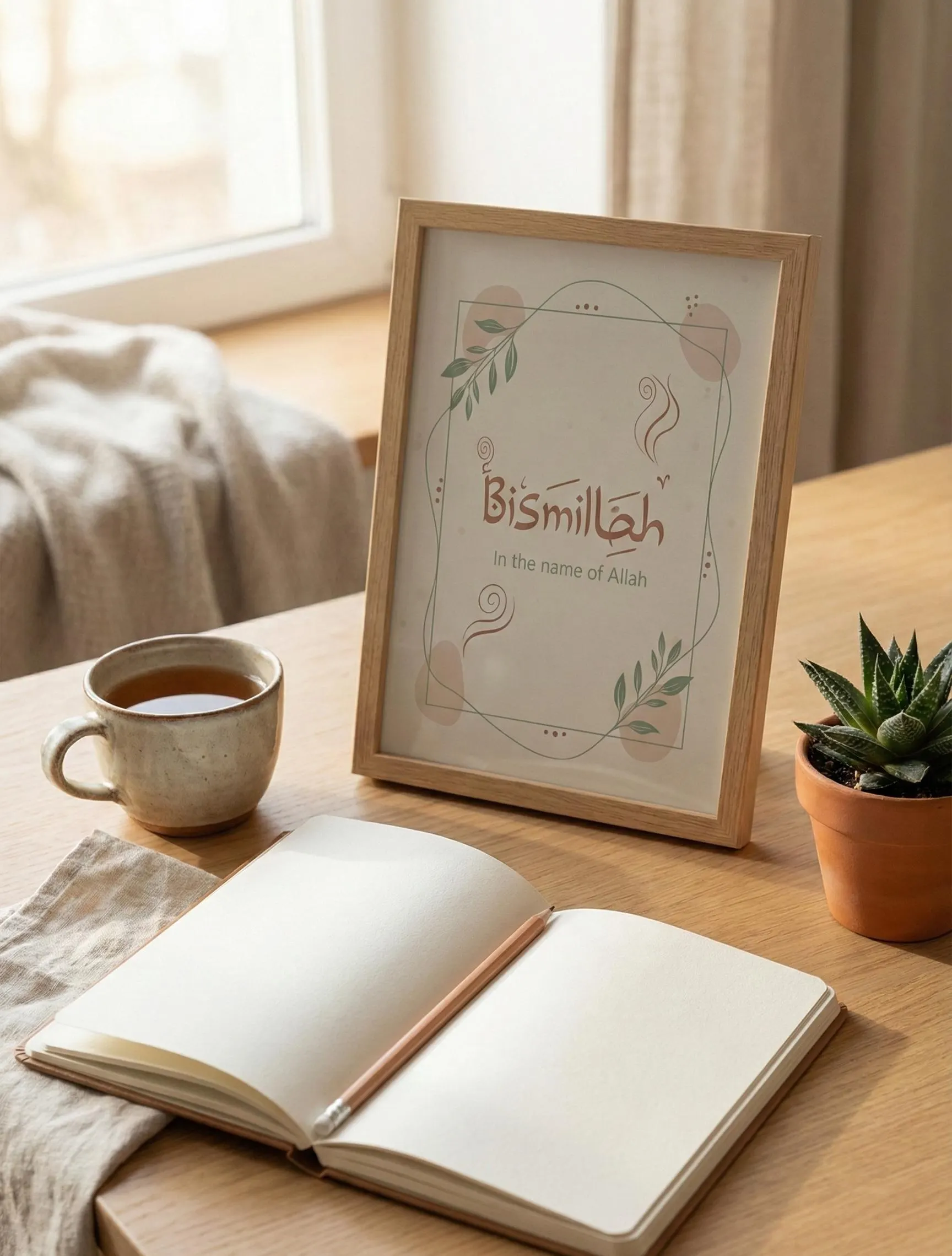 Bismillah Islamic Wall Art | Minimalist Arabic Calligraphy (Digital Download)