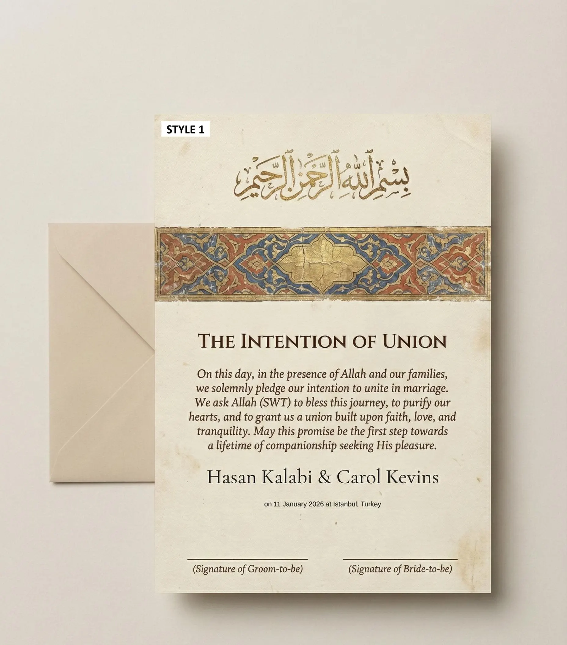 Personalized Islamic Engagement Certificate | Minimalist Nikah Intention Art (Digital Download) - image 2