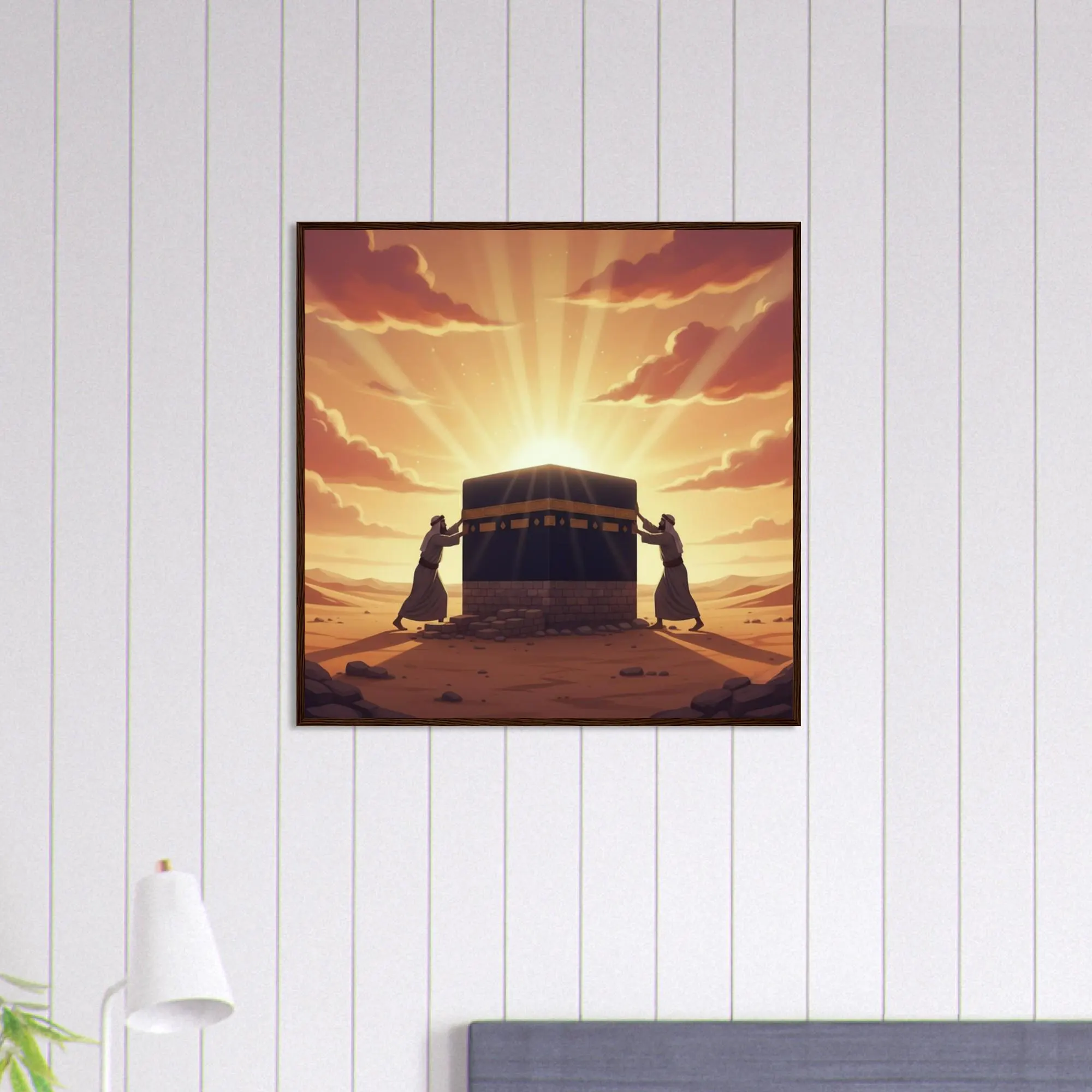 Prophet Ibrahim and Ismail Building the Kaaba Framed Wall Art – Mecca Sacred Mosque Illustration, Islamic Heritage Decor, Muslim Gift - image 4