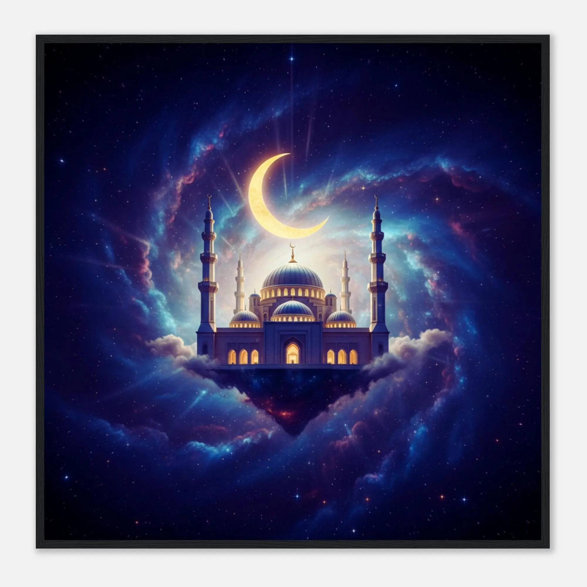 Islamic Mosque Wall Art Framed Print – Crescent Moon Night Sky, Celestial Fantasy Decoration, Ramadan Wall Decor, Spiritual Muslim Gift - image 2