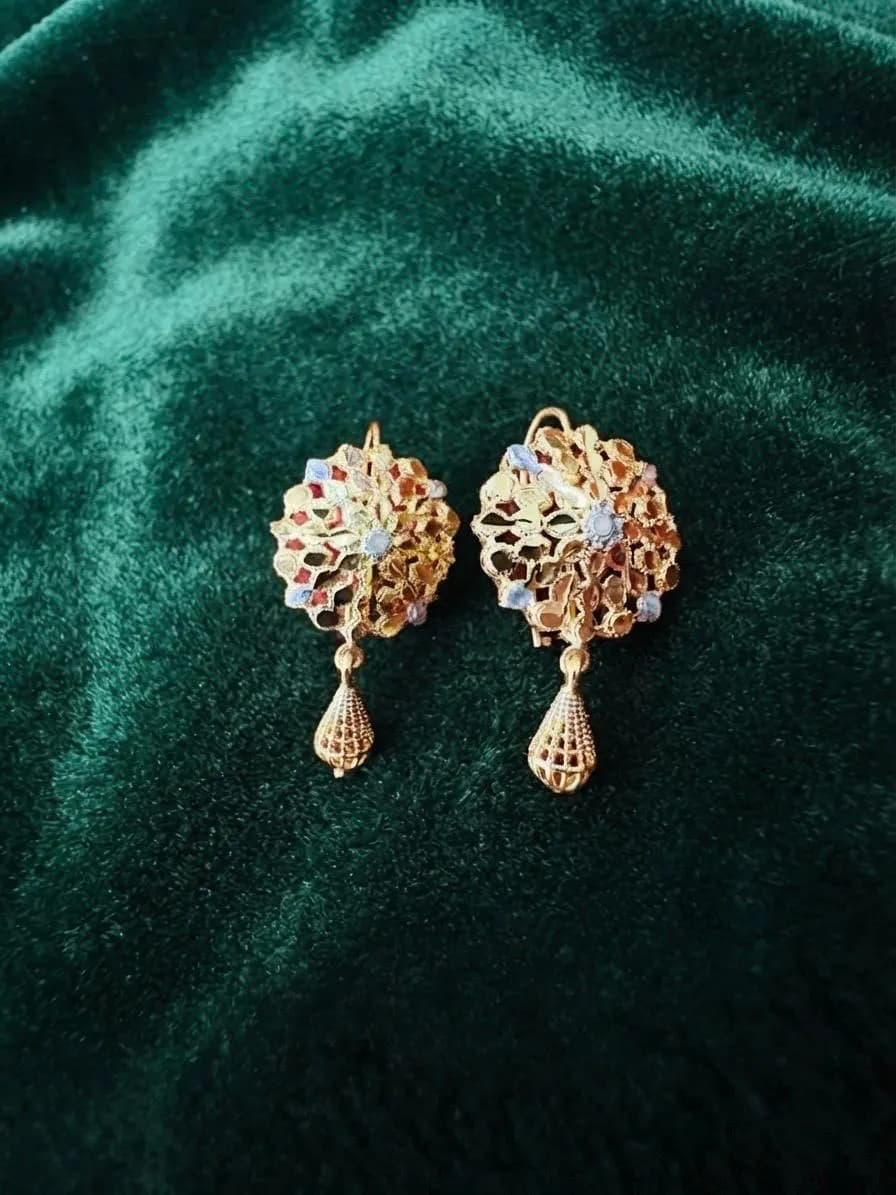 Gold Plated Filigree Necklace and Earring Set: Dainty Statement Bridal Jewelry - image 2