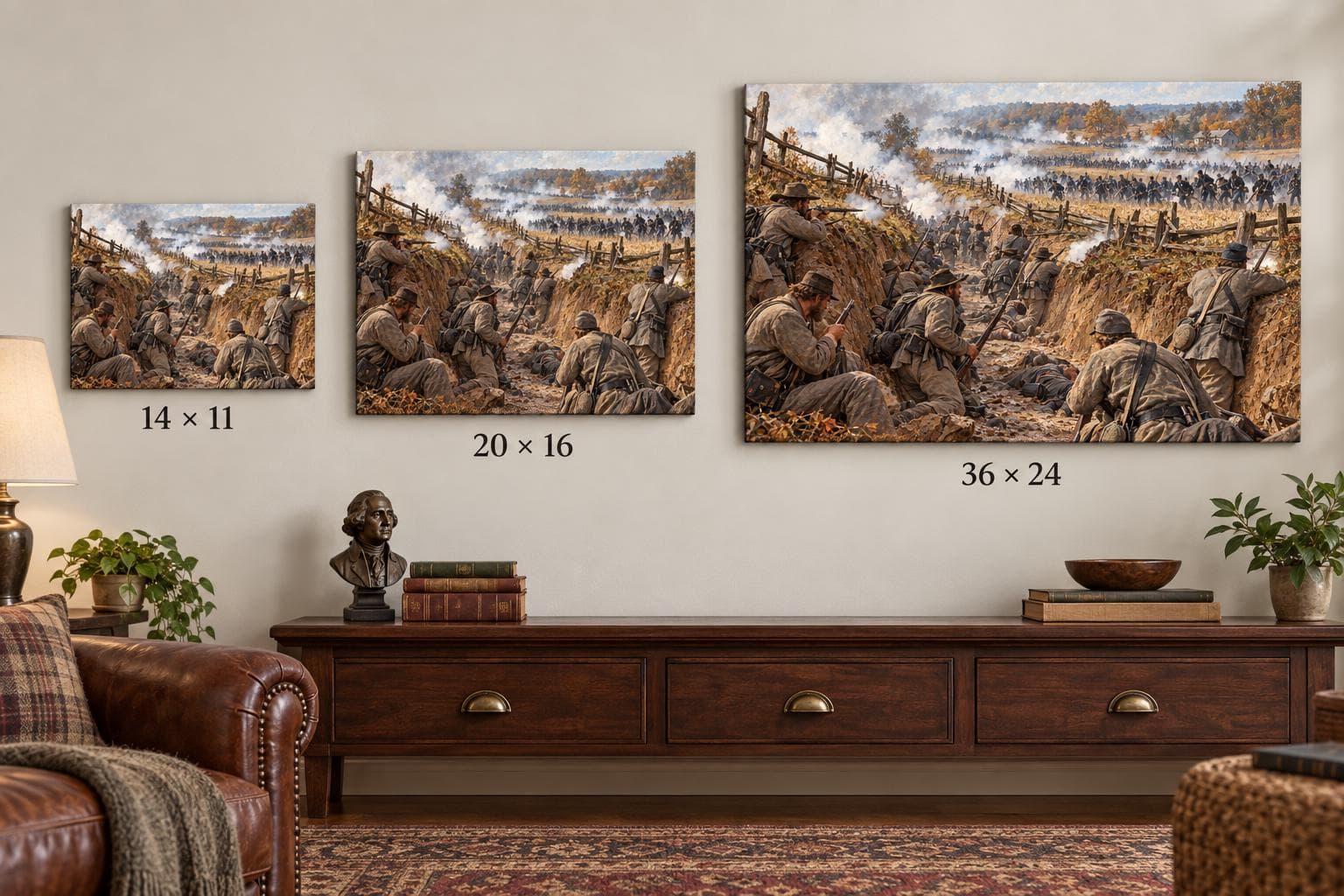 Antietam Sunken Road Canvas Wall Art, Civil War Battle Painting, Bloody Lane Historical Decor, American Crucible Collection - image 3