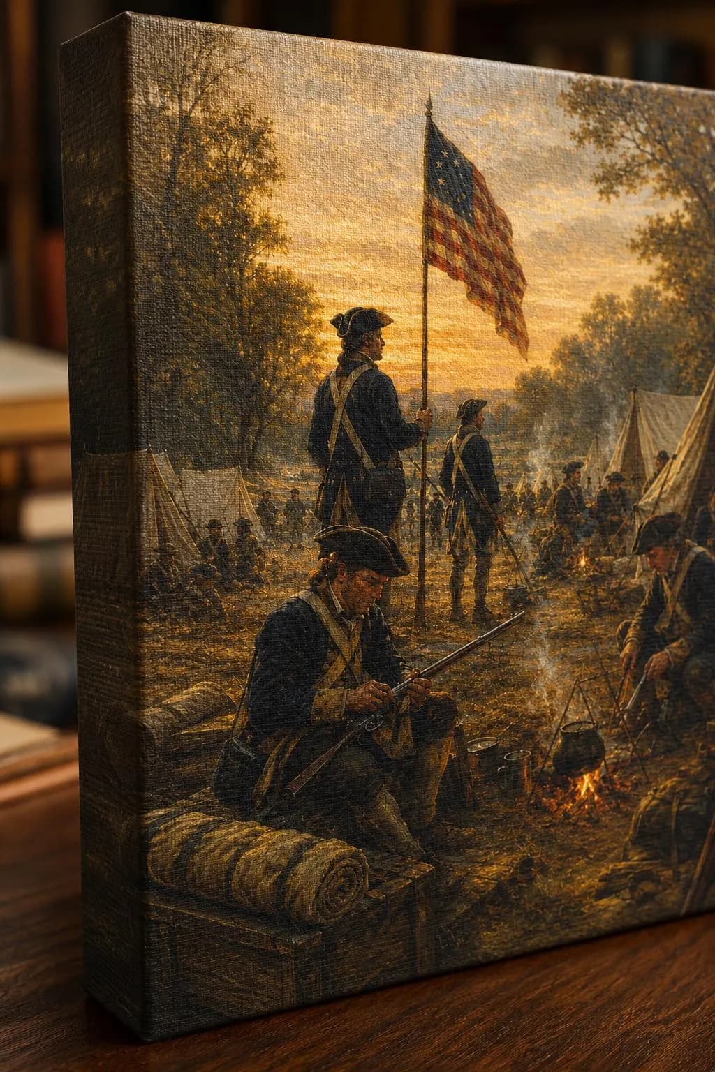 Continental Camp Canvas | Revolutionary War Soldiers, Campfire Scene (Founding Legacy Collection) - image 5