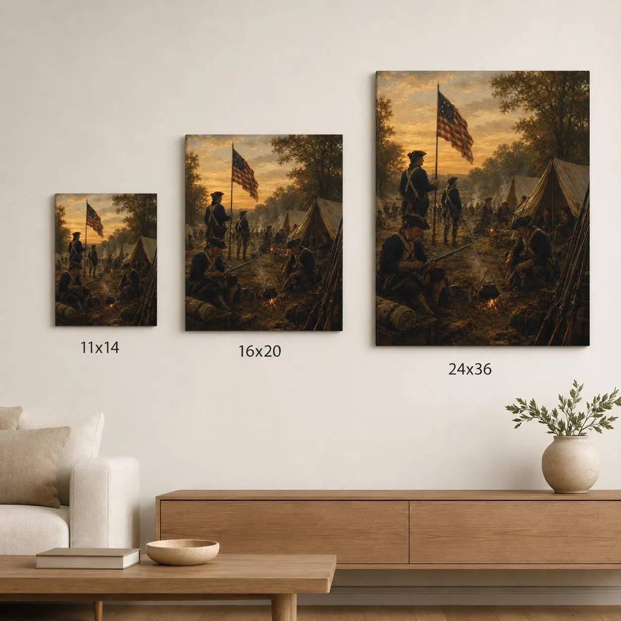 Continental Camp Canvas | Revolutionary War Soldiers, Campfire Scene (Founding Legacy Collection) - image 3