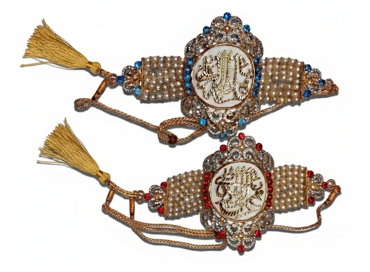 Handmade Velvet Nikkah Armbands – Ya Ali & Fatima Calligraphy - image 4