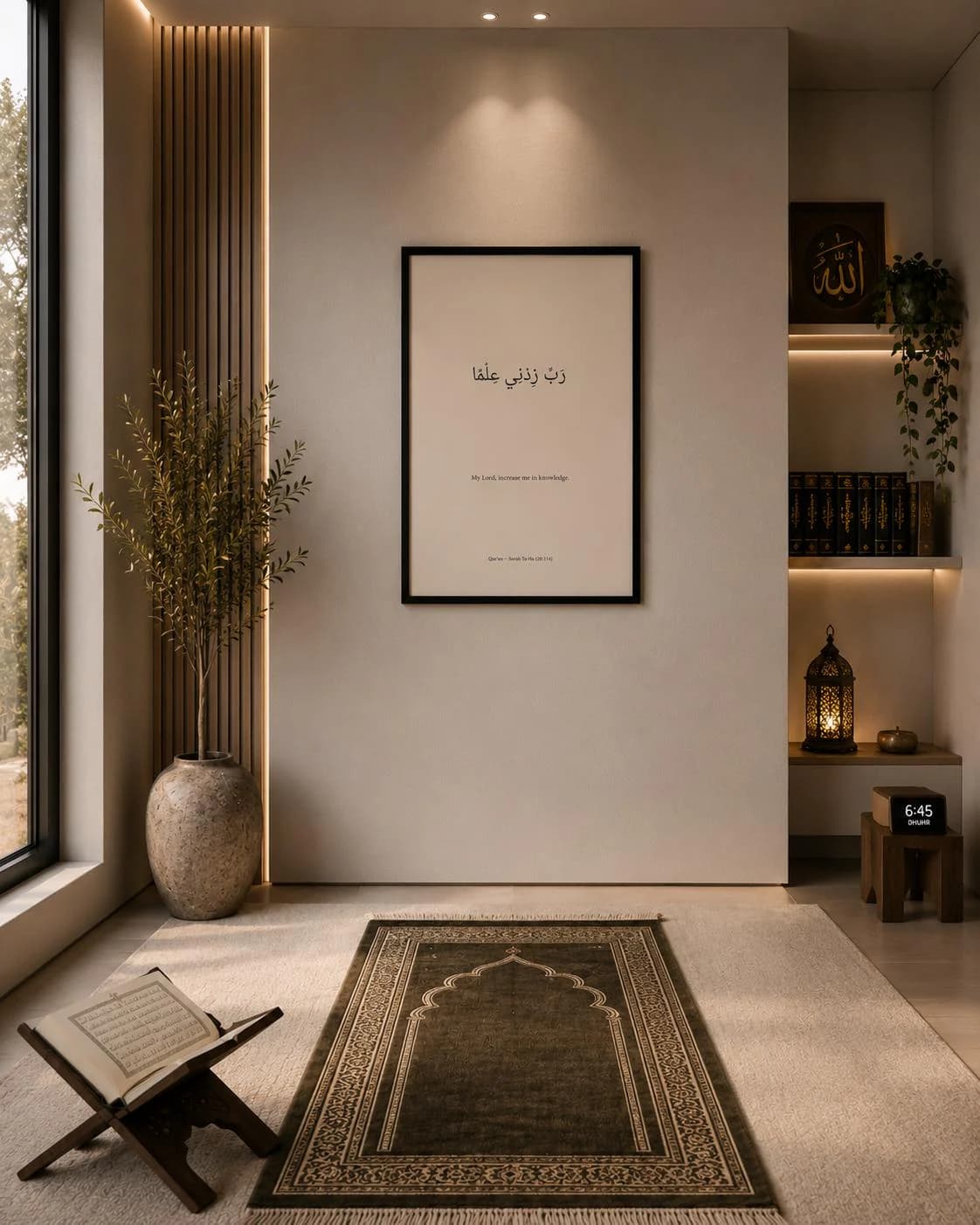 Rabbi Zidni Ilma Islamic Wall Art | Framed Quran Print | Minimalist Muslim Home Decor | Arabic Calligraphy A2 - image 3