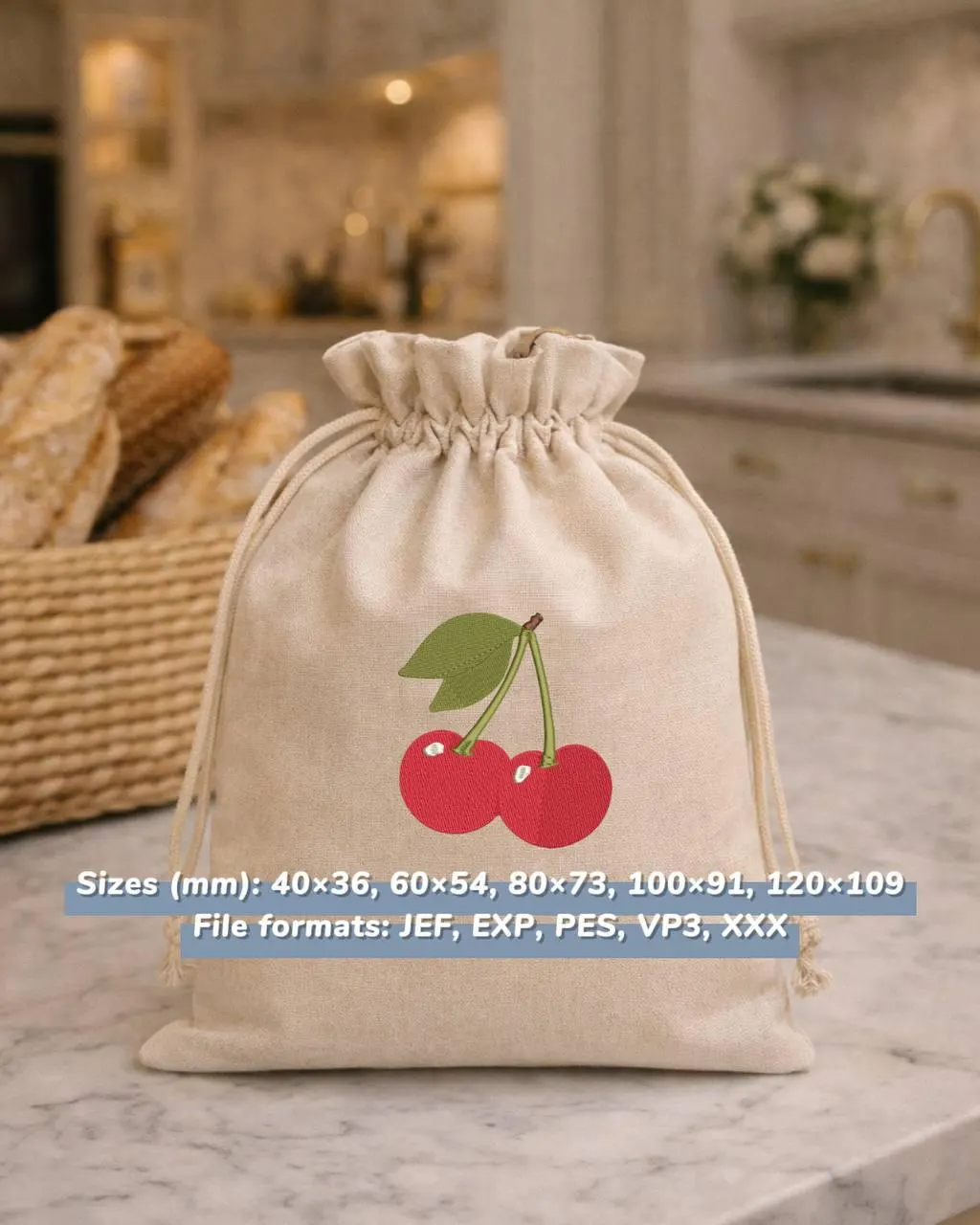 Cherry Machine Embroidery Design, Coquette Fruit Pattern, Summer Berry exp Jef xxx - image 2