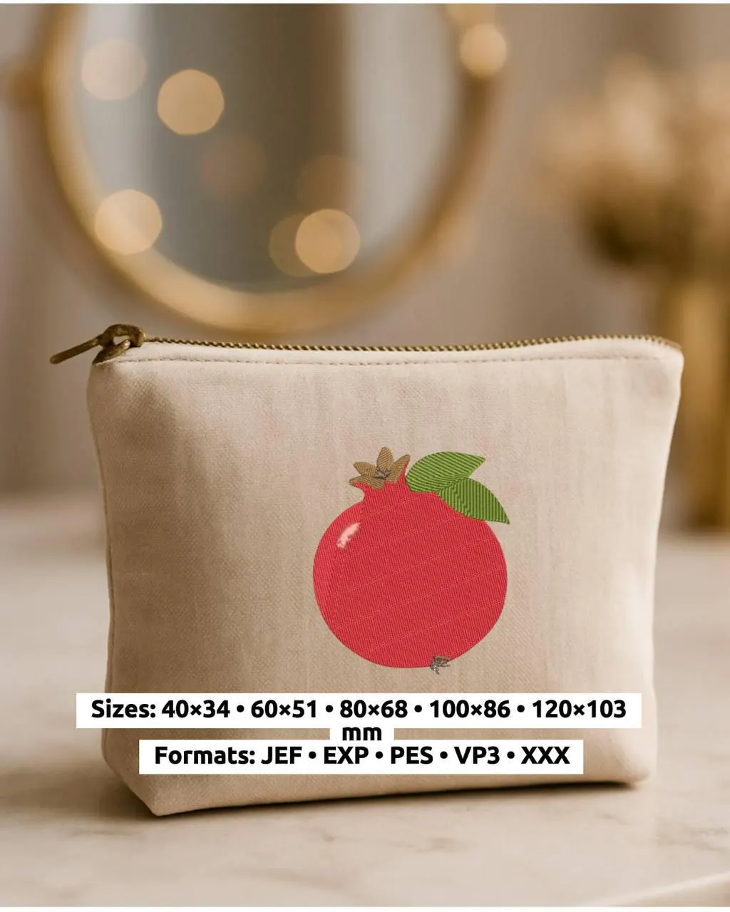 Boho Pomegranate Embroidery Design, Fruit Machine File by YOLA jef pes exp