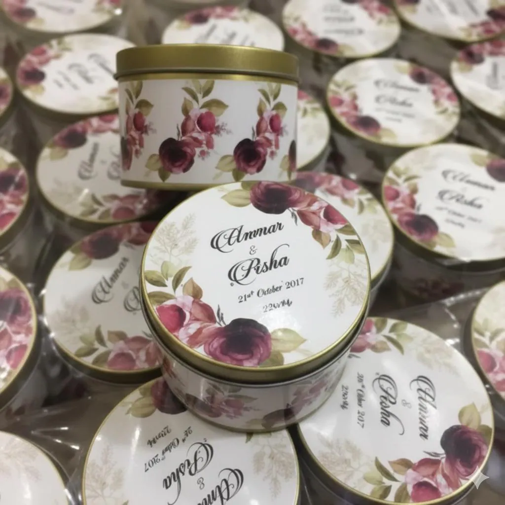 Personalized Nikkah Favor Boxes, Islamic Wedding Sweet Tin (Set of 35)