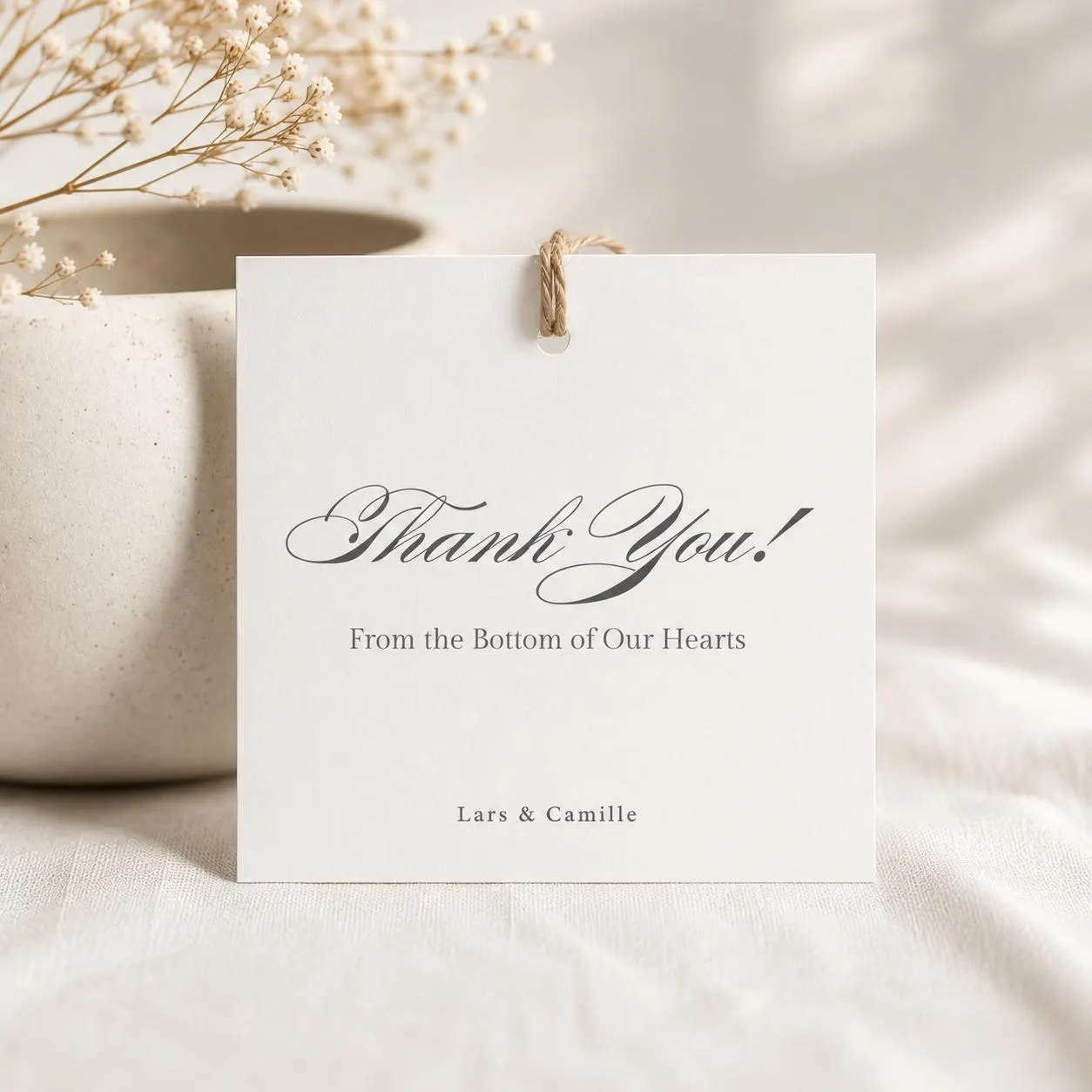Editable Wedding Thank You Tag, Minimalist Square Favor Tag, Printable Card (Digital Download)