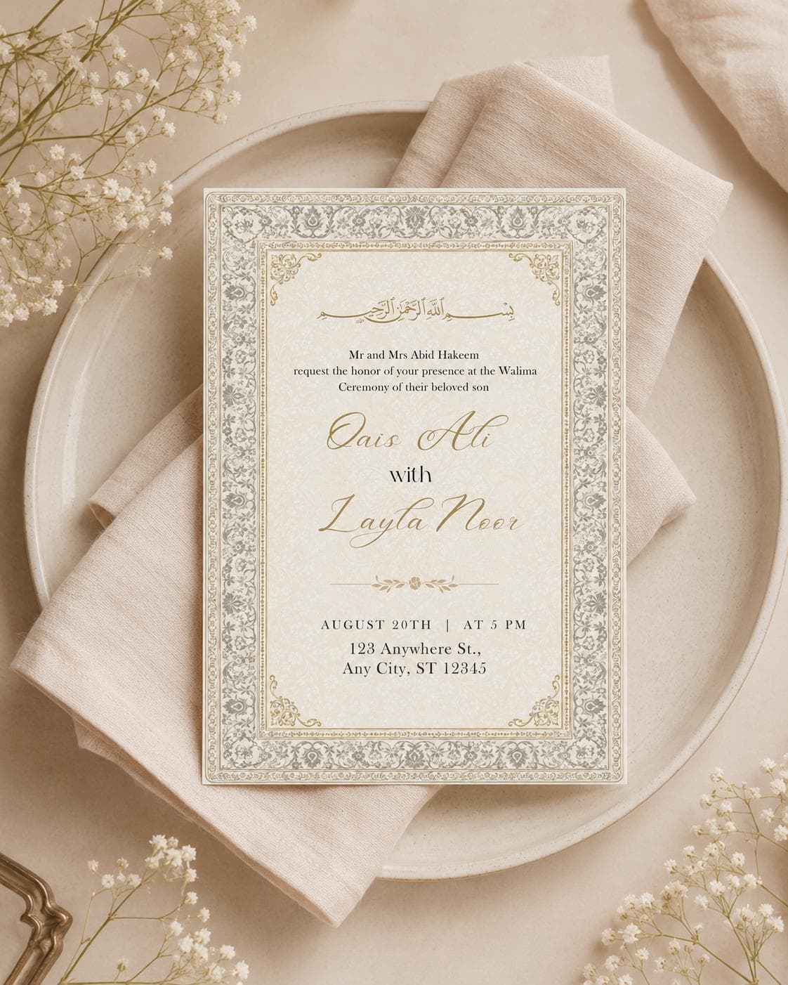 Editable Walima Invitation Template, Islamic Wedding Invite (Digital Download)
