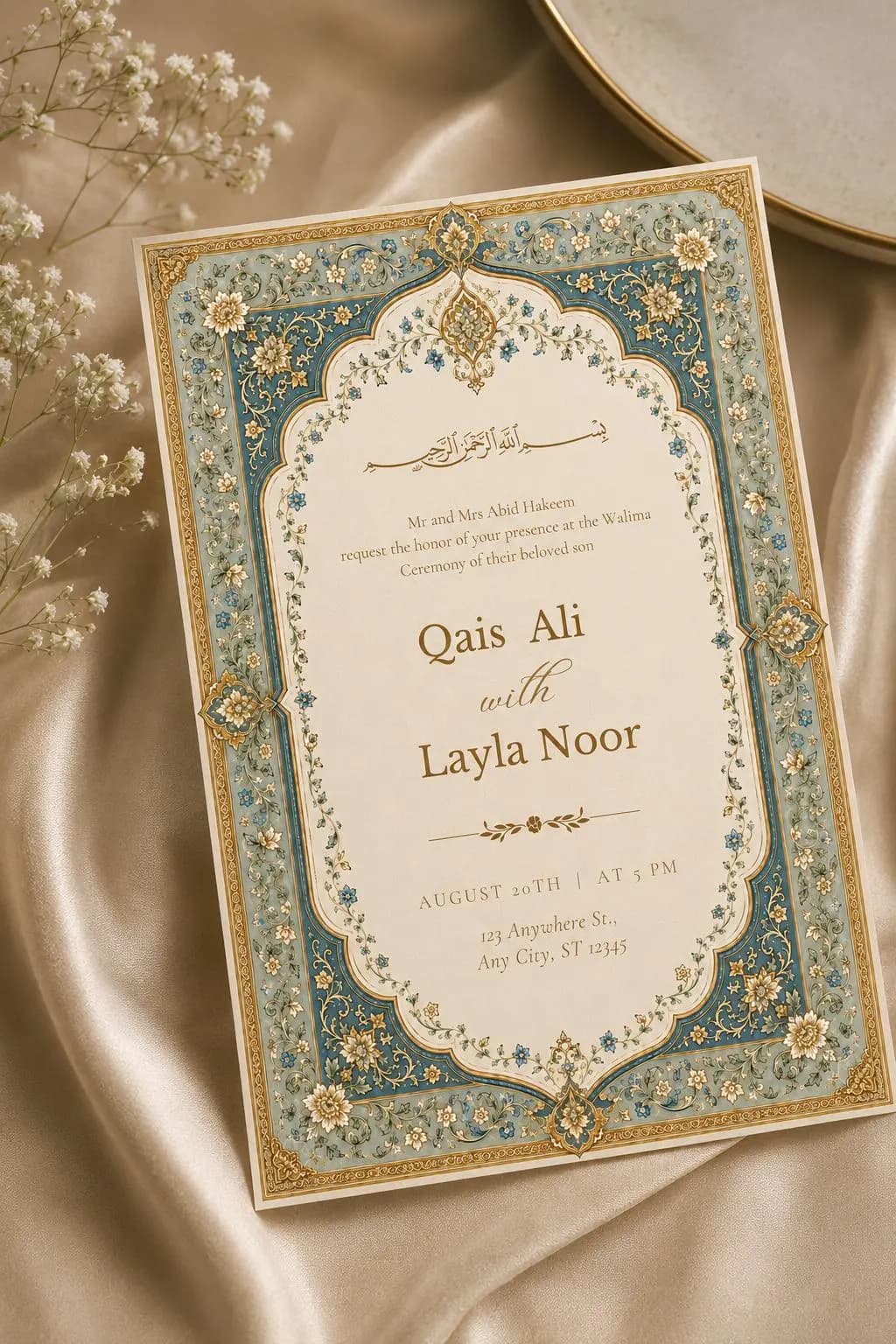 Editable Persian Walima Invitation Template, Printable Muslim Reception Card, Digital Download - image 2