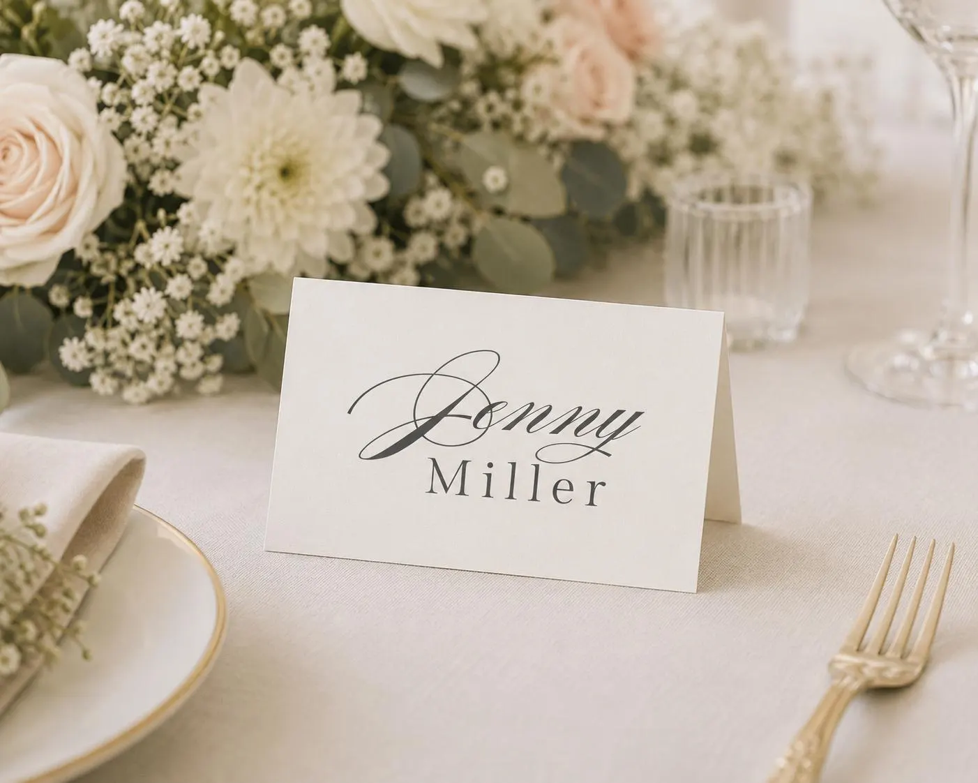 Editable Wedding Place Card Template, Minimalist Name Card (Digital Download)