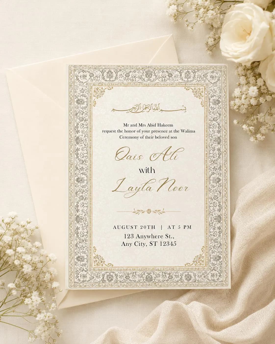 Editable Walima Invitation Template, Islamic Wedding Invite (Digital Download) - image 4