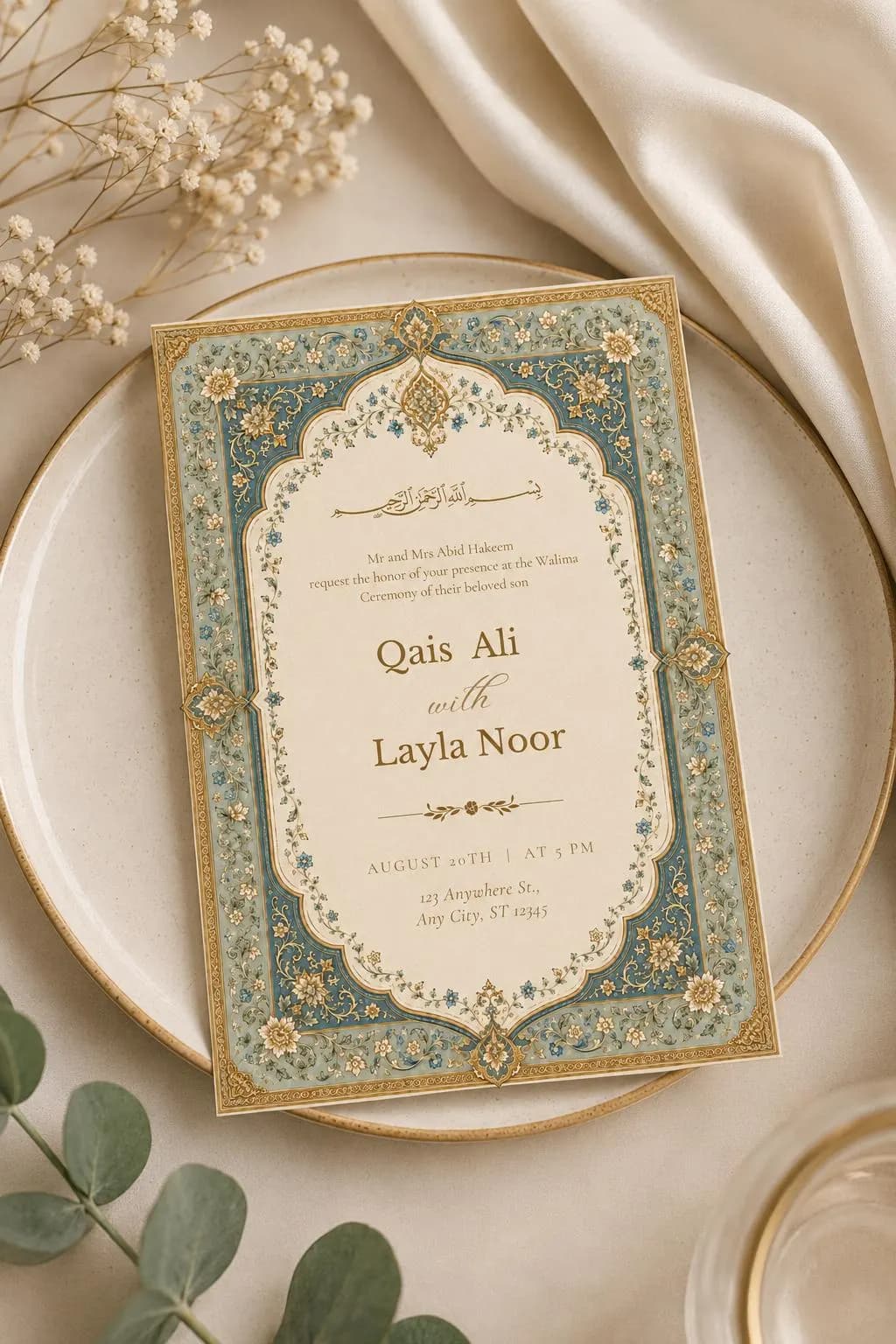 Editable Persian Walima Invitation Template, Printable Muslim Reception Card, Digital Download - image 5