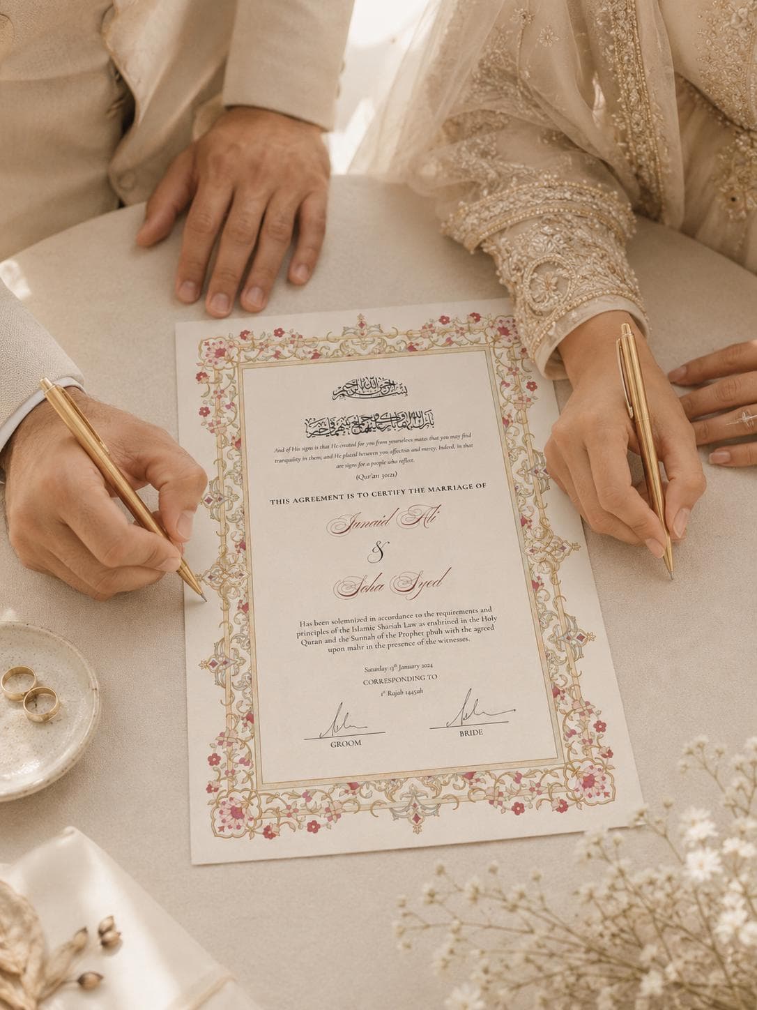 Elegant Islamic Nikah Certificate Template, Floral Arabesque Design (Digital Download) - image 4