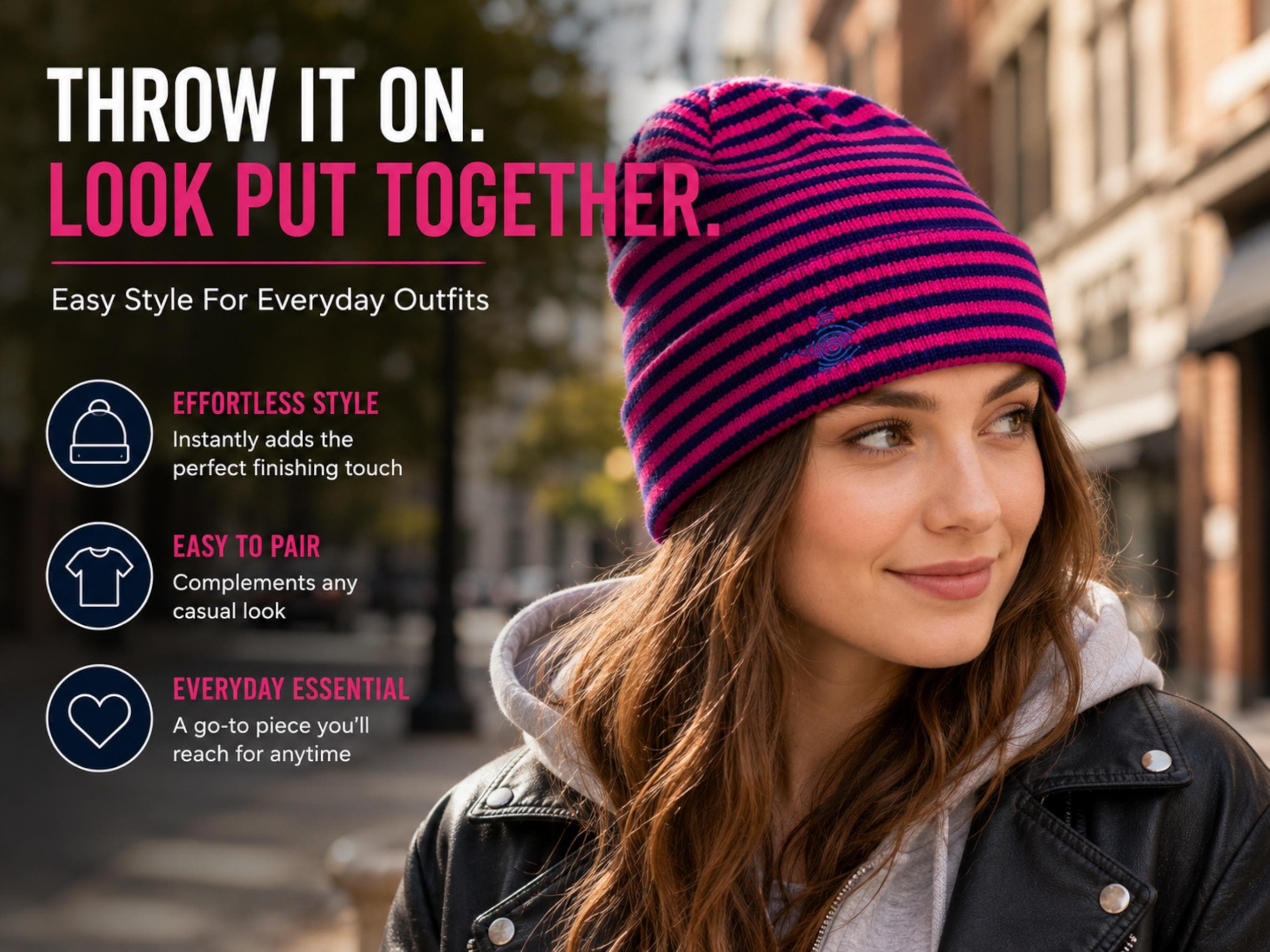Striped Knit Beanie Hat | Soft Ribbed Skull Cap, Unisex Warm Everyday Style - image 4
