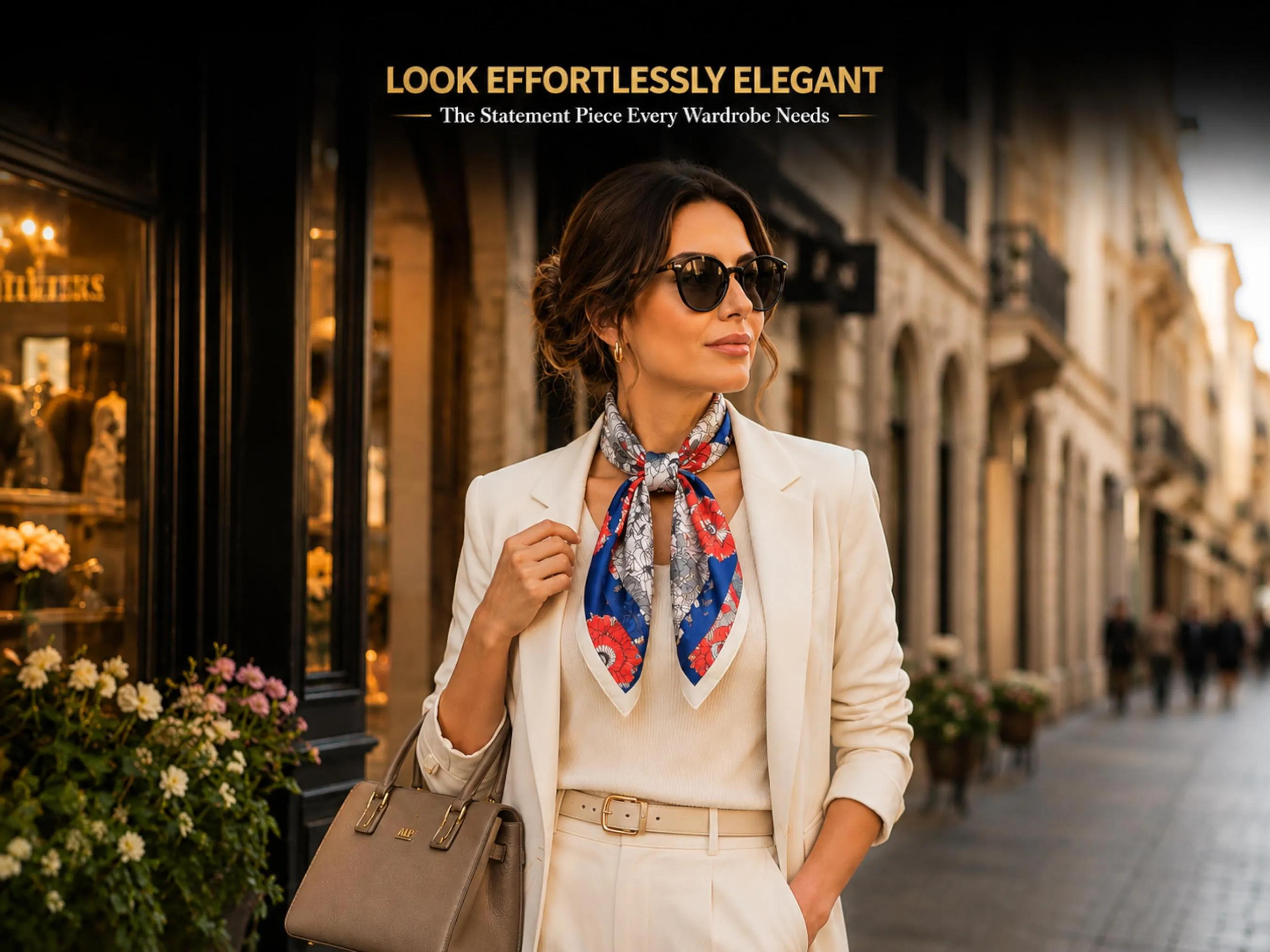Floral Satin-Look Square Scarf | Elegant Neckerchief, Bag Accent, Hair Wrap - image 2