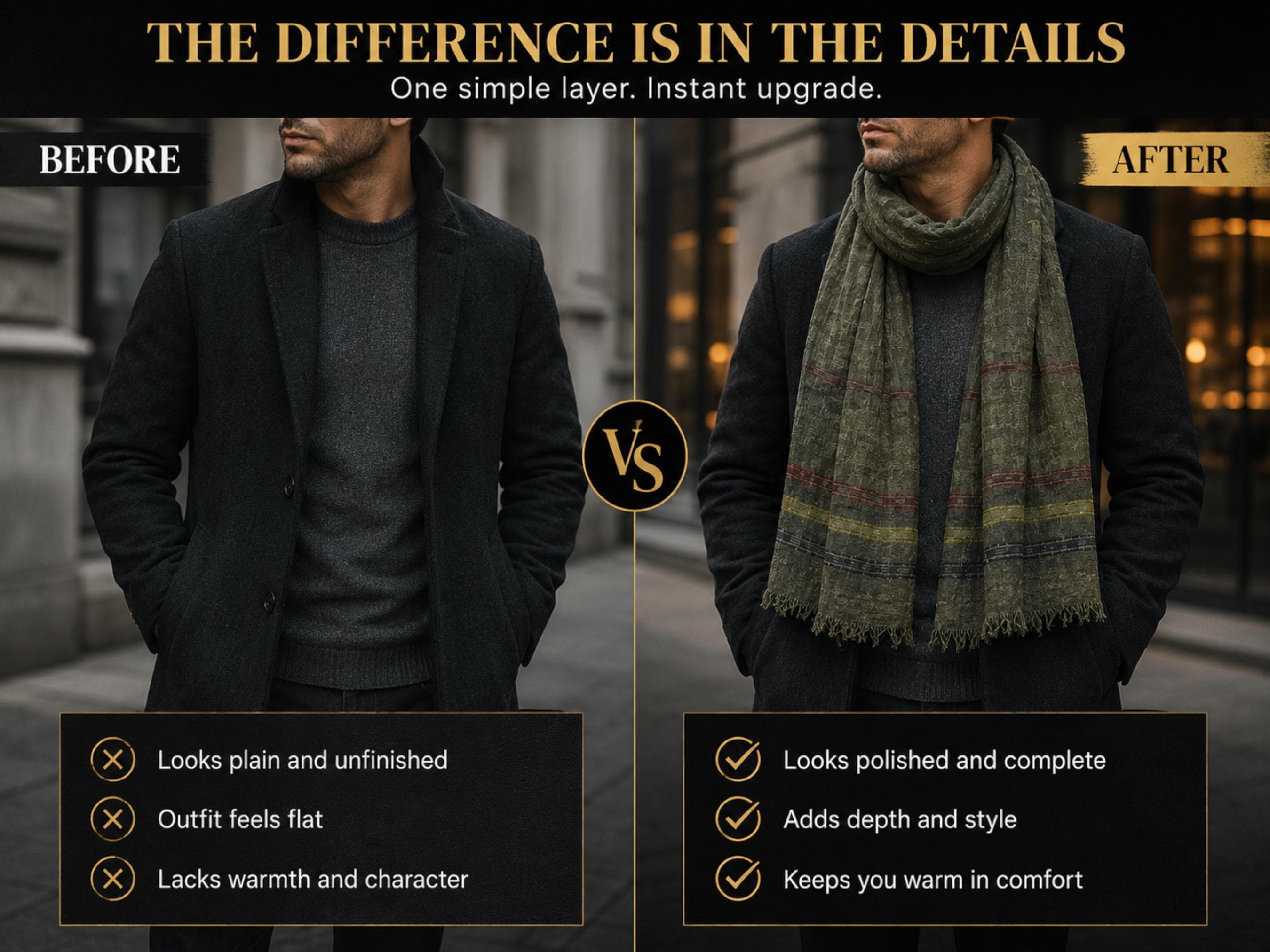 Men's Scarf | Yarn Dyed Stripe Wrap, Tassel Shawl - image 5