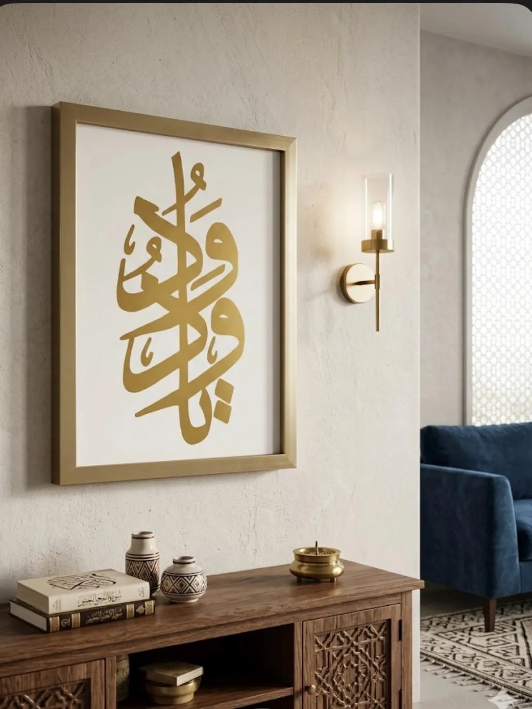Calligraphie Arabe Dorée - Art Islamique Encadré | Décoration Murale Musulmane Moderne en Or et Blancياودود اسم من أسماء الله الحسنى - image 3