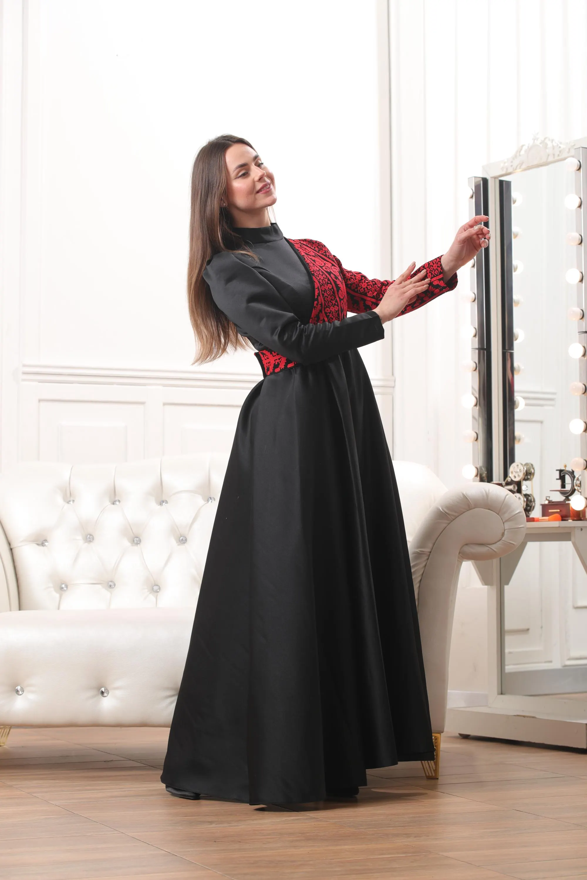 Asymmetric Palestinian Embroidered Maxi Dress – Artistic Heritage Design #24 - image 5