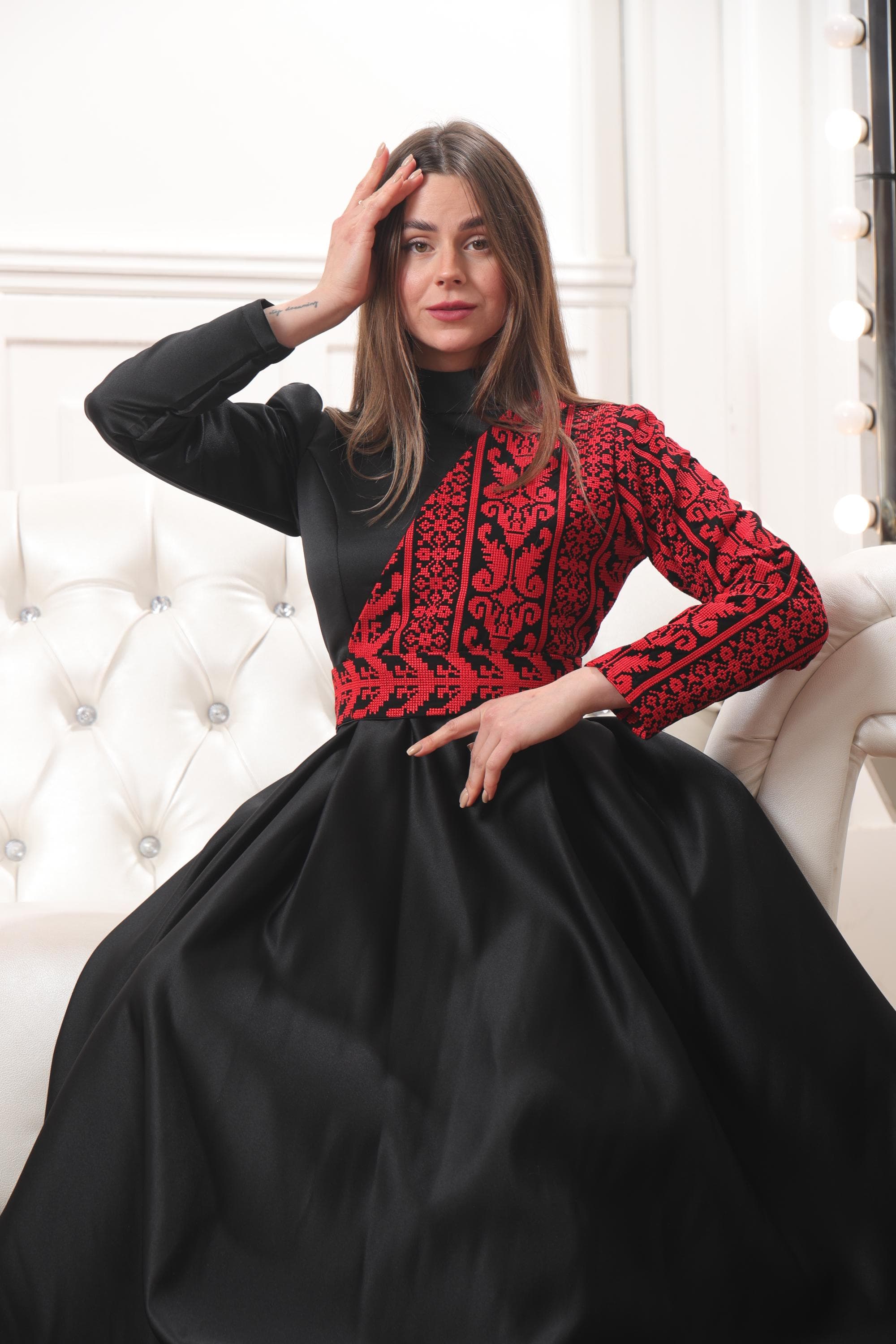 Asymmetric Palestinian Embroidered Maxi Dress – Artistic Heritage Design #24 - image 2