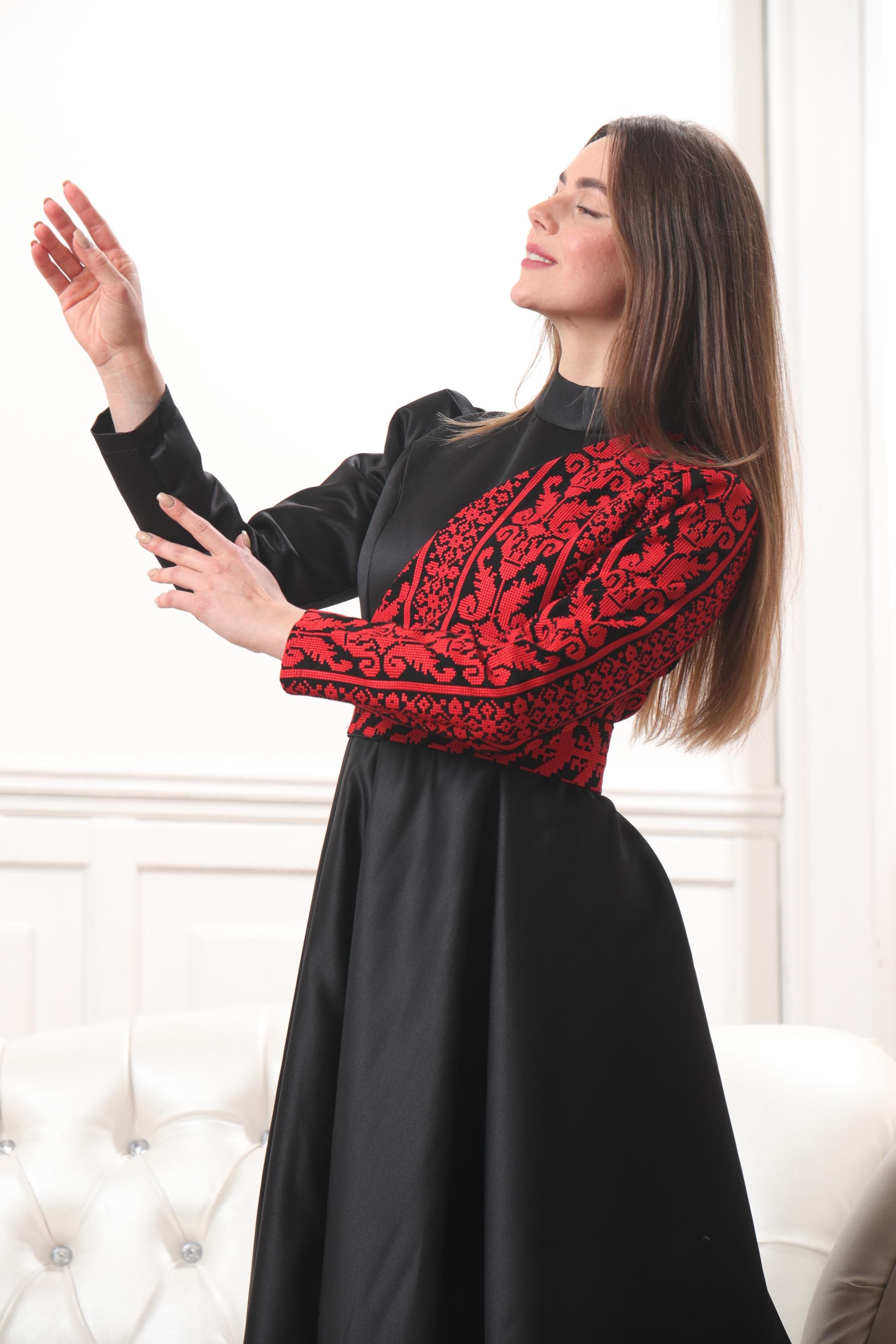 Asymmetric Palestinian Embroidered Maxi Dress – Artistic Heritage Design #24 - image 4