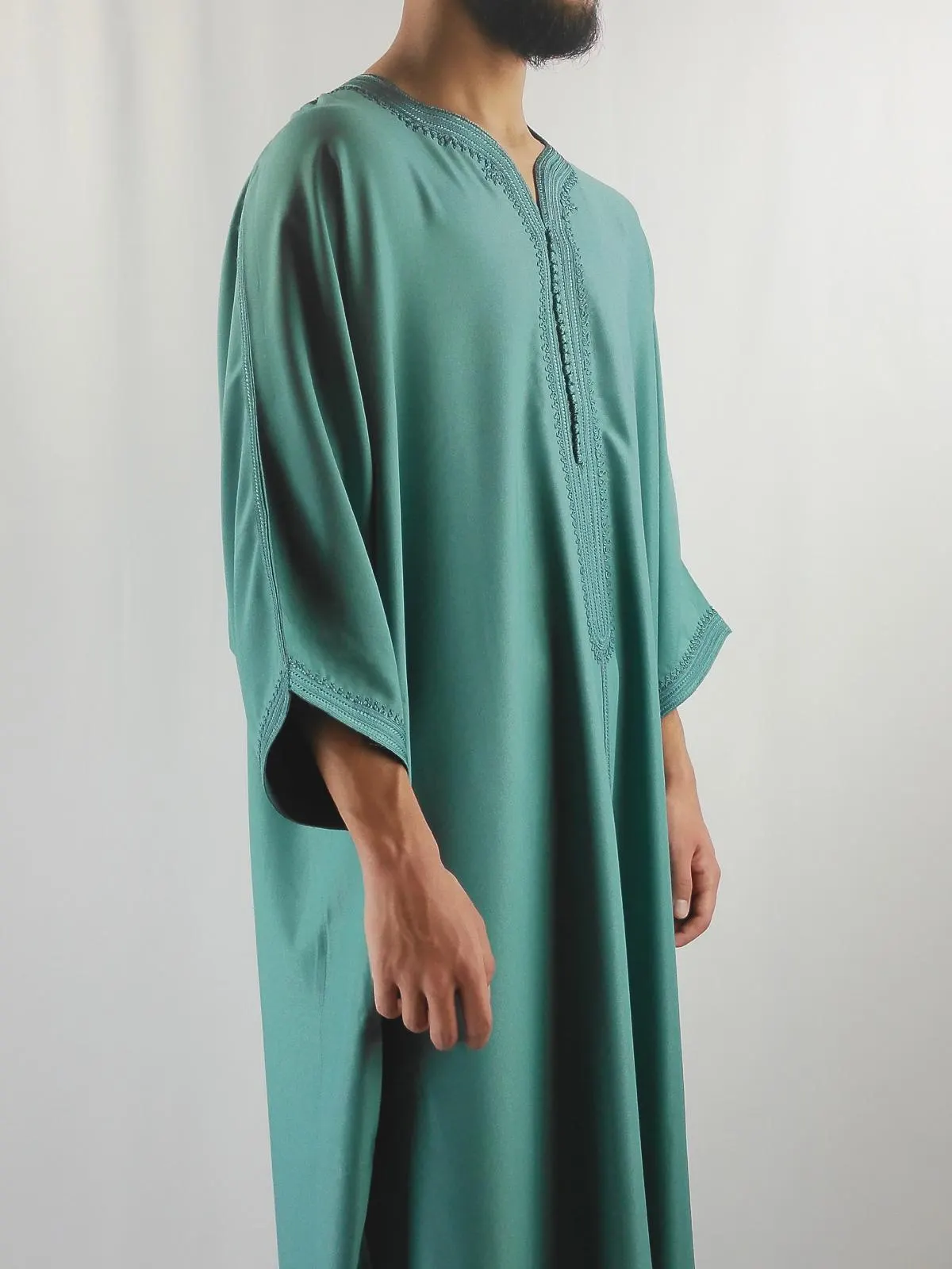 Premium Moroccan Thobe Gandoura - Sage - Heavy Gabardine Fabric (Option to Gift Box) - image 3