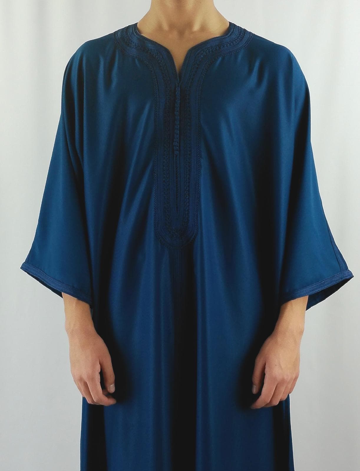 Luxury Handmade Moroccan Thobe Gandoura Navy - Heavy Gabardine Fabric (Option to Gift Box)