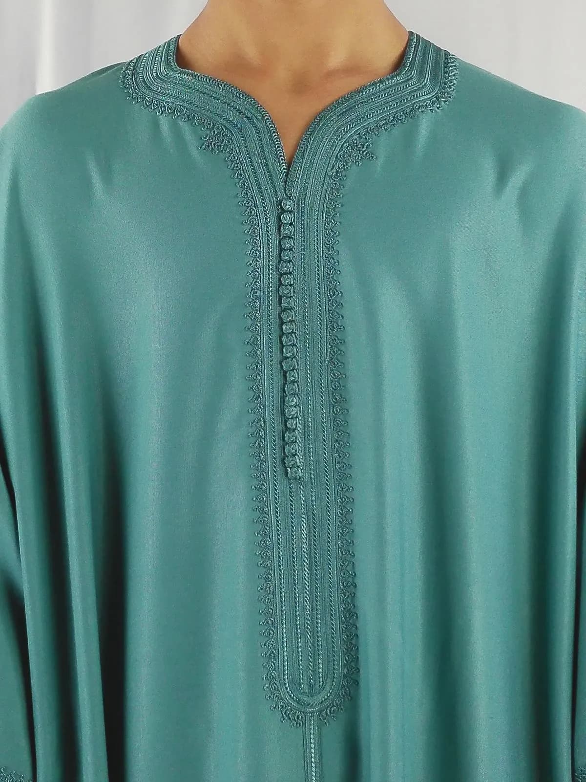 Premium Moroccan Thobe Gandoura - Sage - Heavy Gabardine Fabric (Option to Gift Box) - image 4