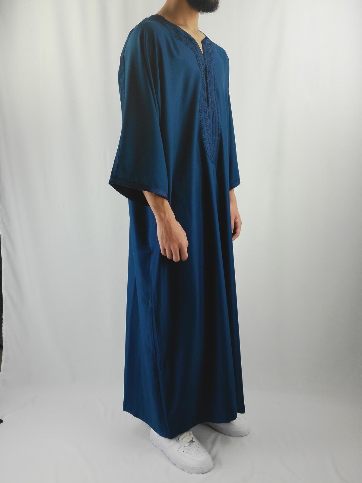 Luxury Handmade Moroccan Thobe Gandoura Navy - Heavy Gabardine Fabric (Option to Gift Box) - image 5