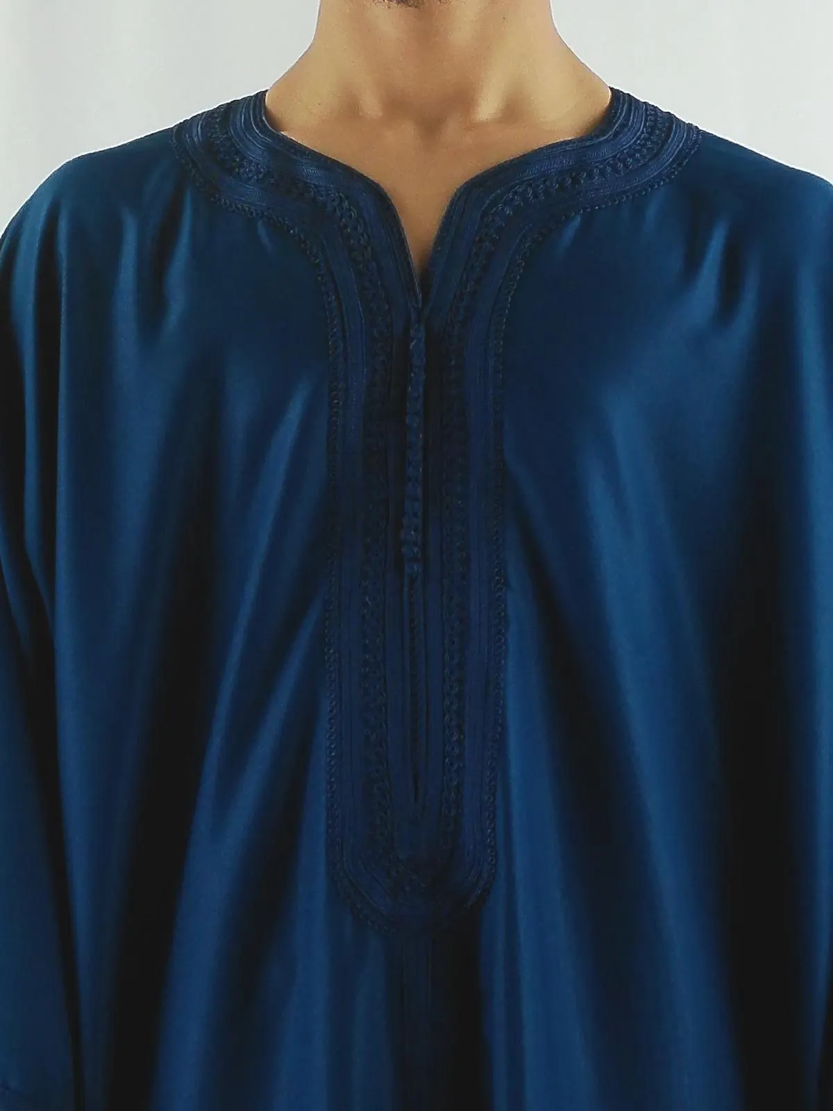 Luxury Handmade Moroccan Thobe Gandoura Navy - Heavy Gabardine Fabric (Option to Gift Box) - image 4