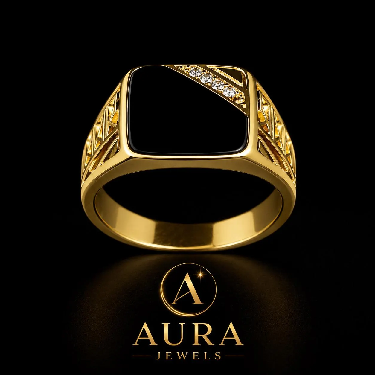 Gold Signet Ring ā Black Onyx, Men's - image 5