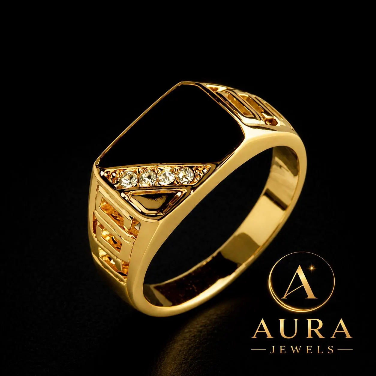 Gold Signet Ring ā Black Onyx, Men's